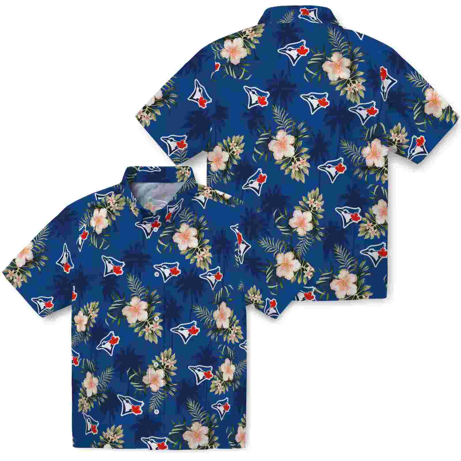 toronto blue jays palm tree flower blue hawaiian shirt high quality