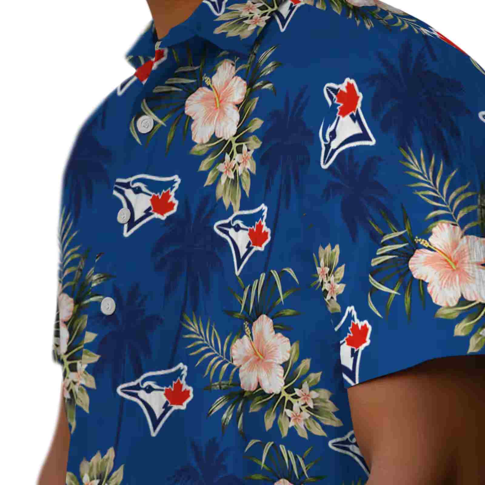 toronto blue jays palm tree flower blue hawaiian shirt trendy