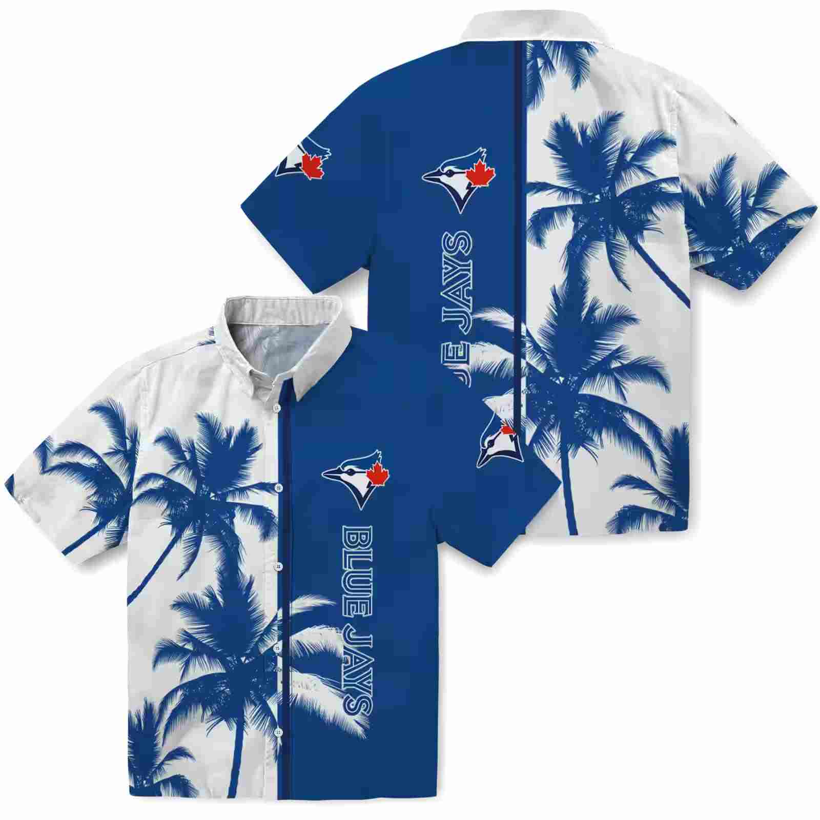 toronto blue jays palm trees blue white hawaiian shirt high quality