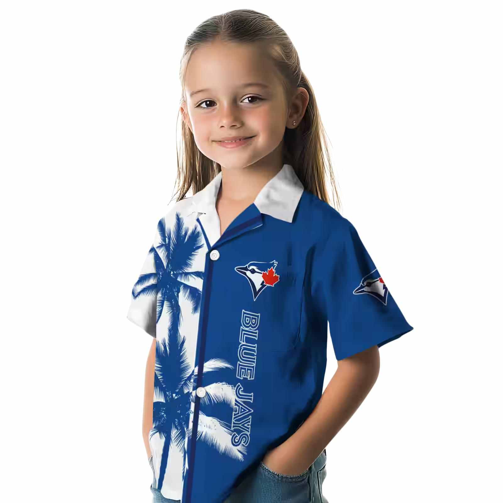 toronto blue jays palm trees blue white hawaiian shirt premium grade