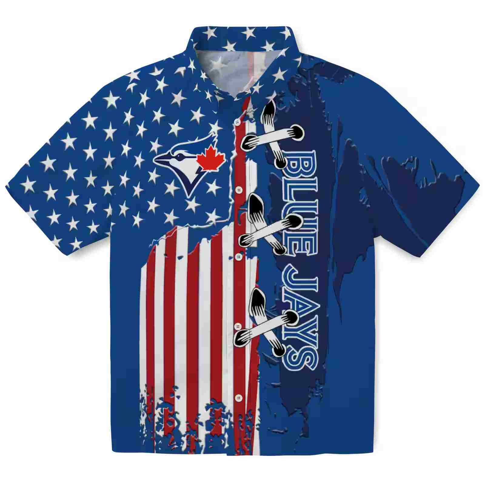 Toronto Blue Jays Stitched Flag Blue Hawaiian Shirt