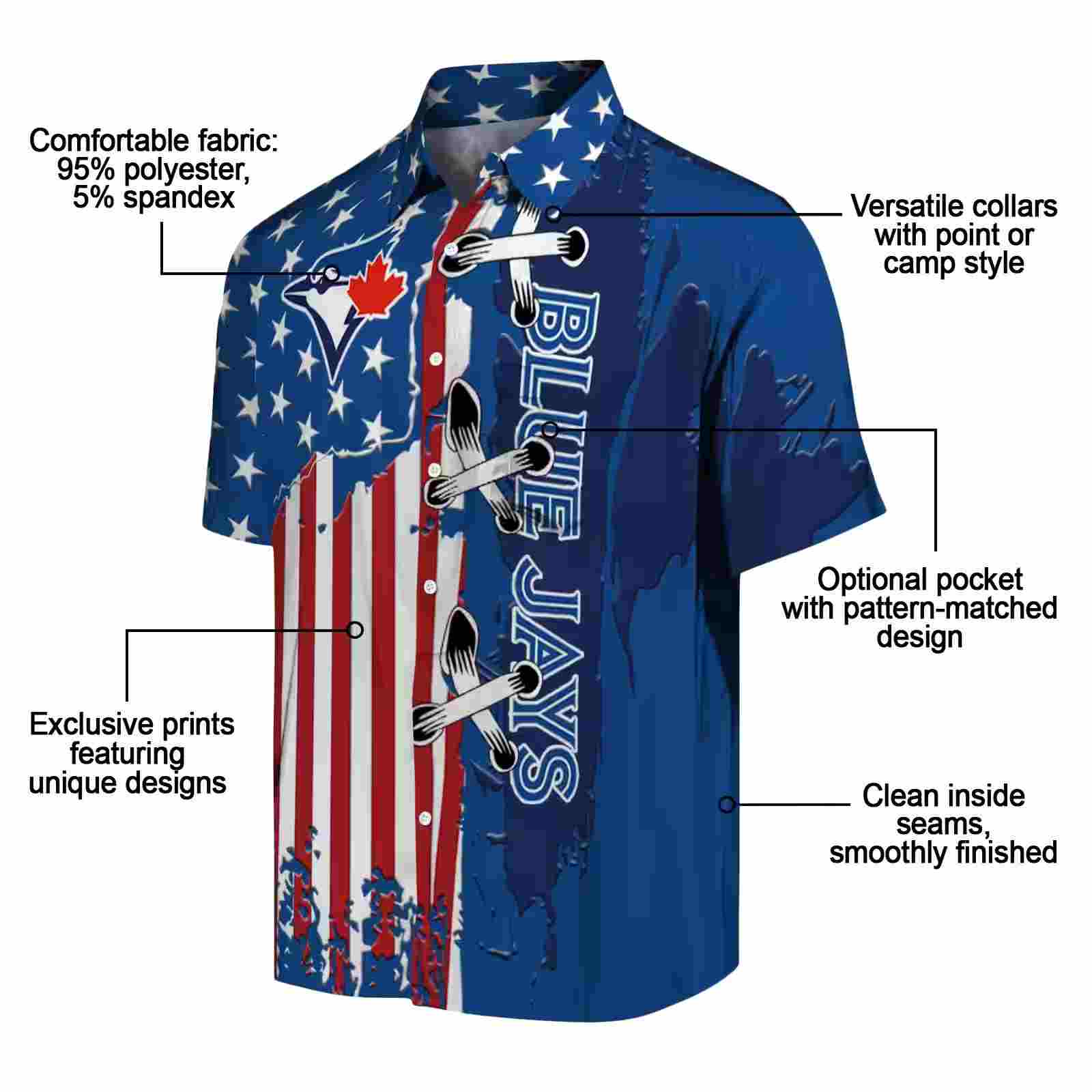 toronto blue jays stitched flag blue hawaiian shirt new arrival