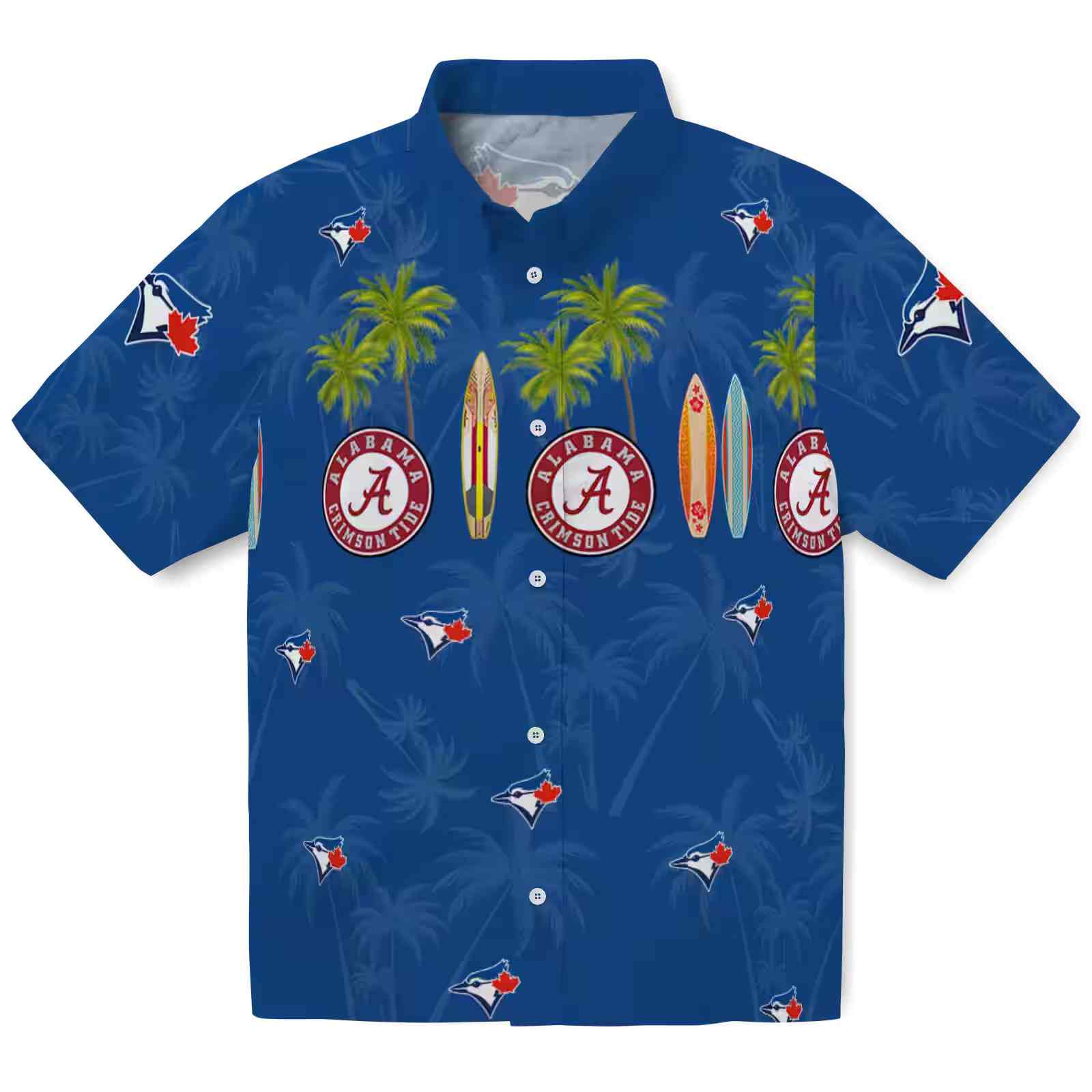 Toronto Blue Jays Surfboard Palm Blue Hawaiian Shirt