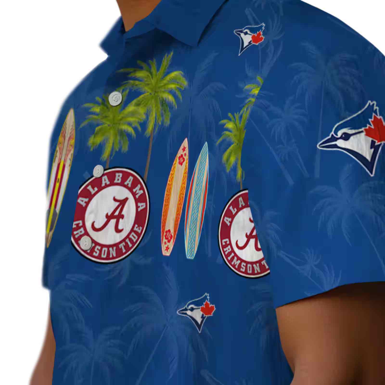 toronto blue jays surfboard palm blue hawaiian shirt trendy