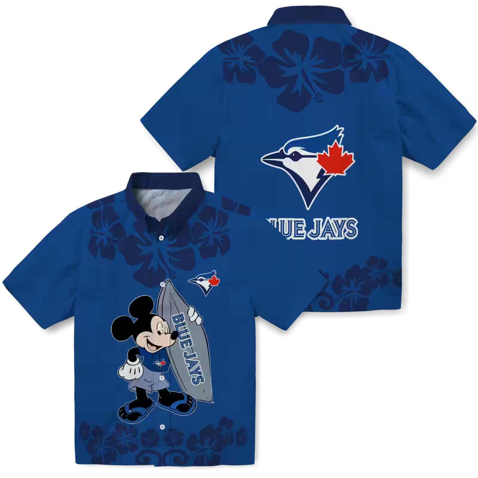 toronto blue jays surfing mickey blue hawaiian shirt high quality