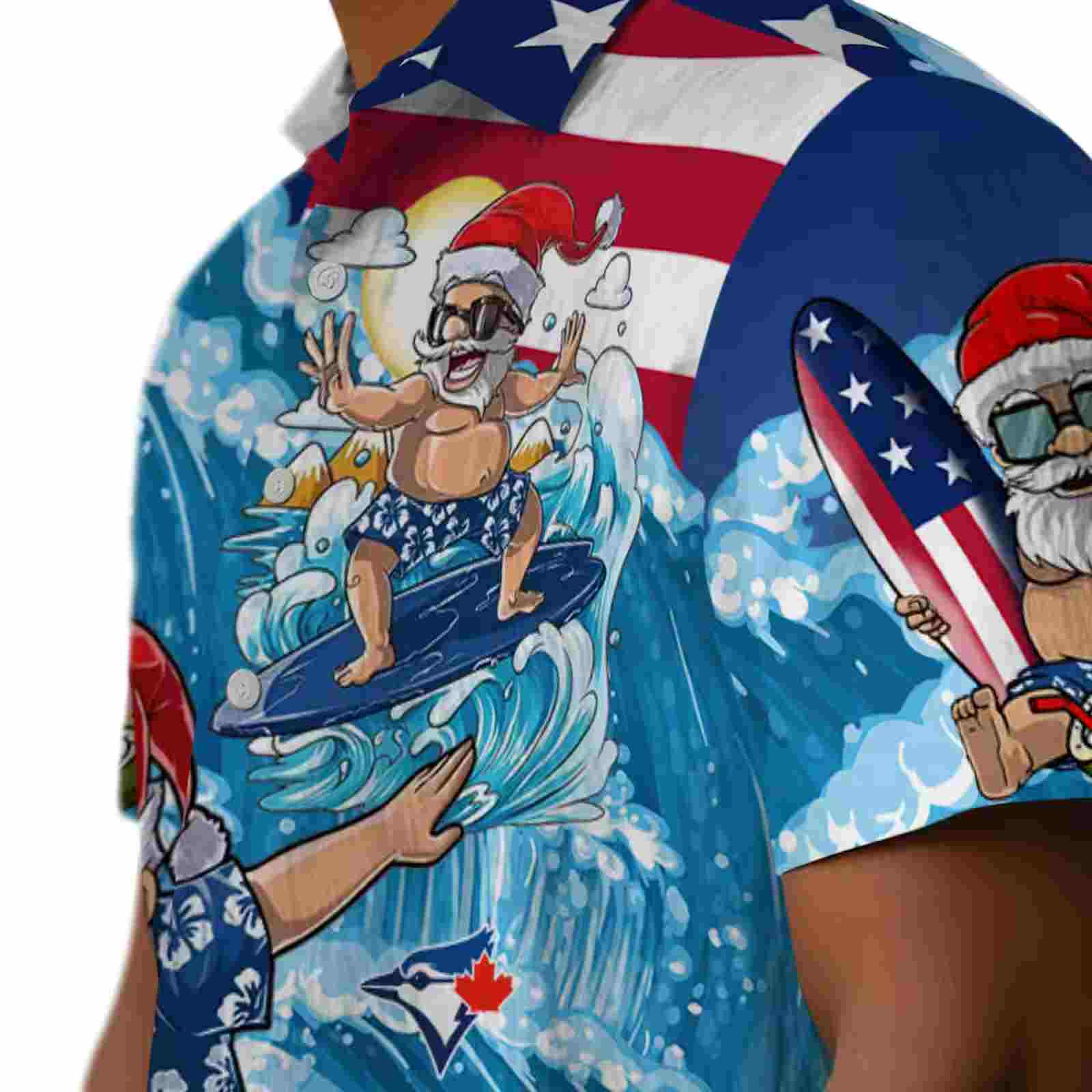 toronto blue jays surfing santa blue hawaiian shirt trendy