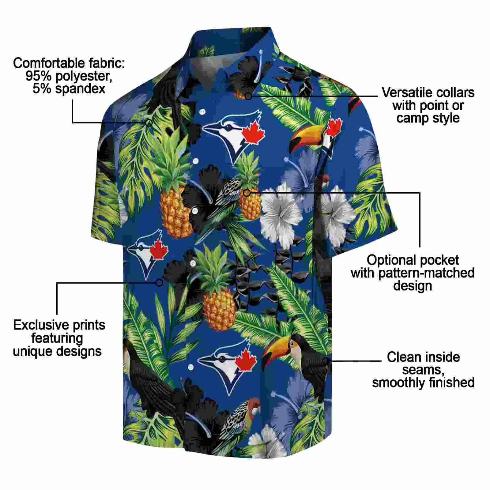 toronto blue jays toucan hibiscus pineapple blue green hawaiian shirt new arrival