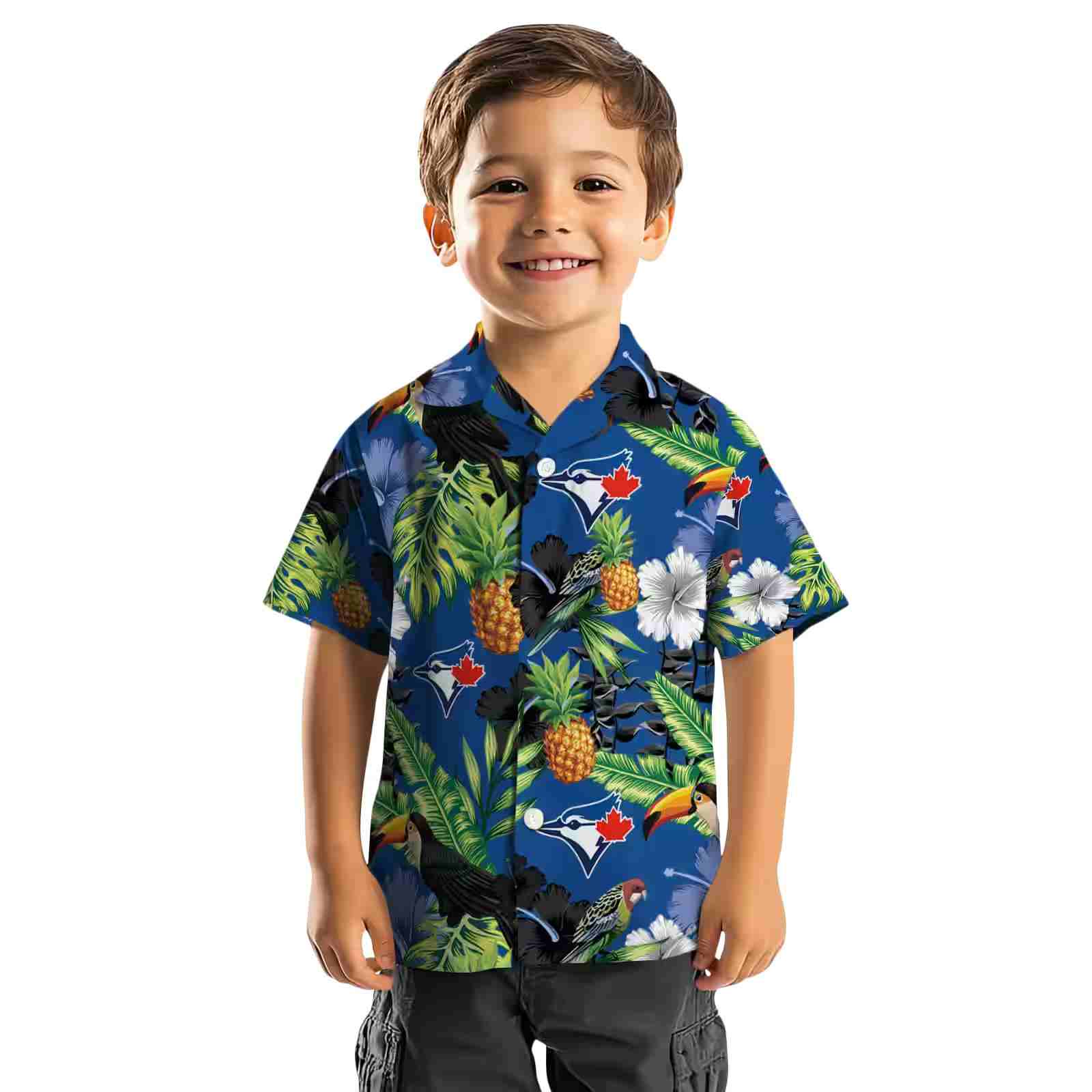 toronto blue jays toucan hibiscus pineapple blue green hawaiian shirt top rated