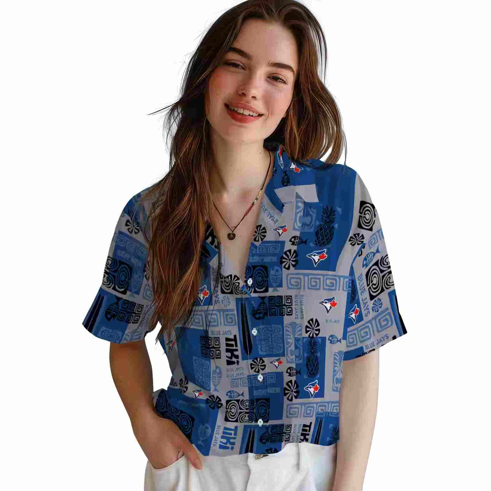 toronto blue jays tribal symbols blue hawaiian shirt latest model