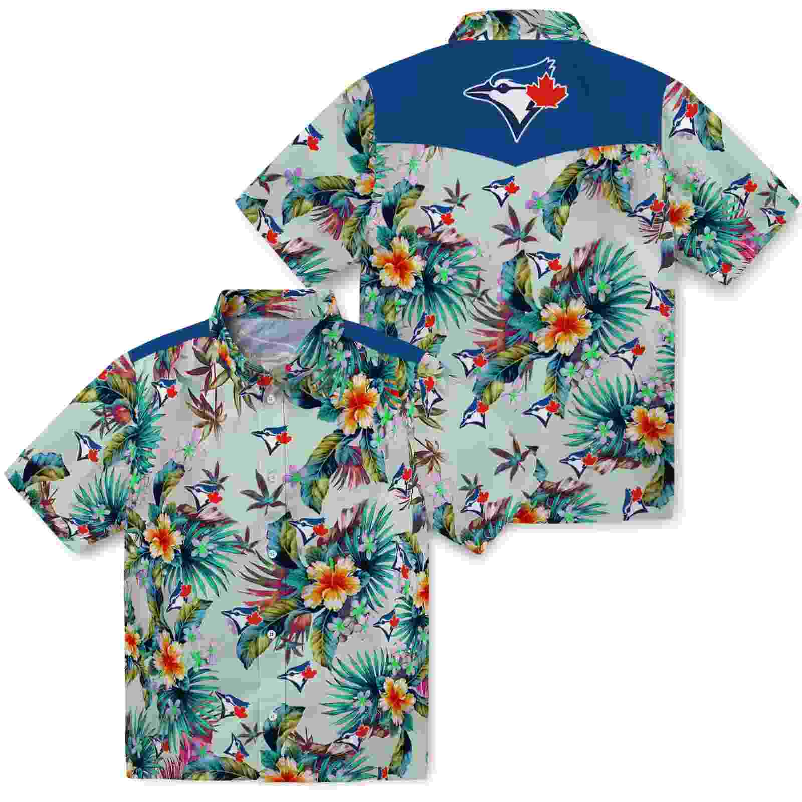 toronto blue jays tropical foliage green hawaiian shirt high quality