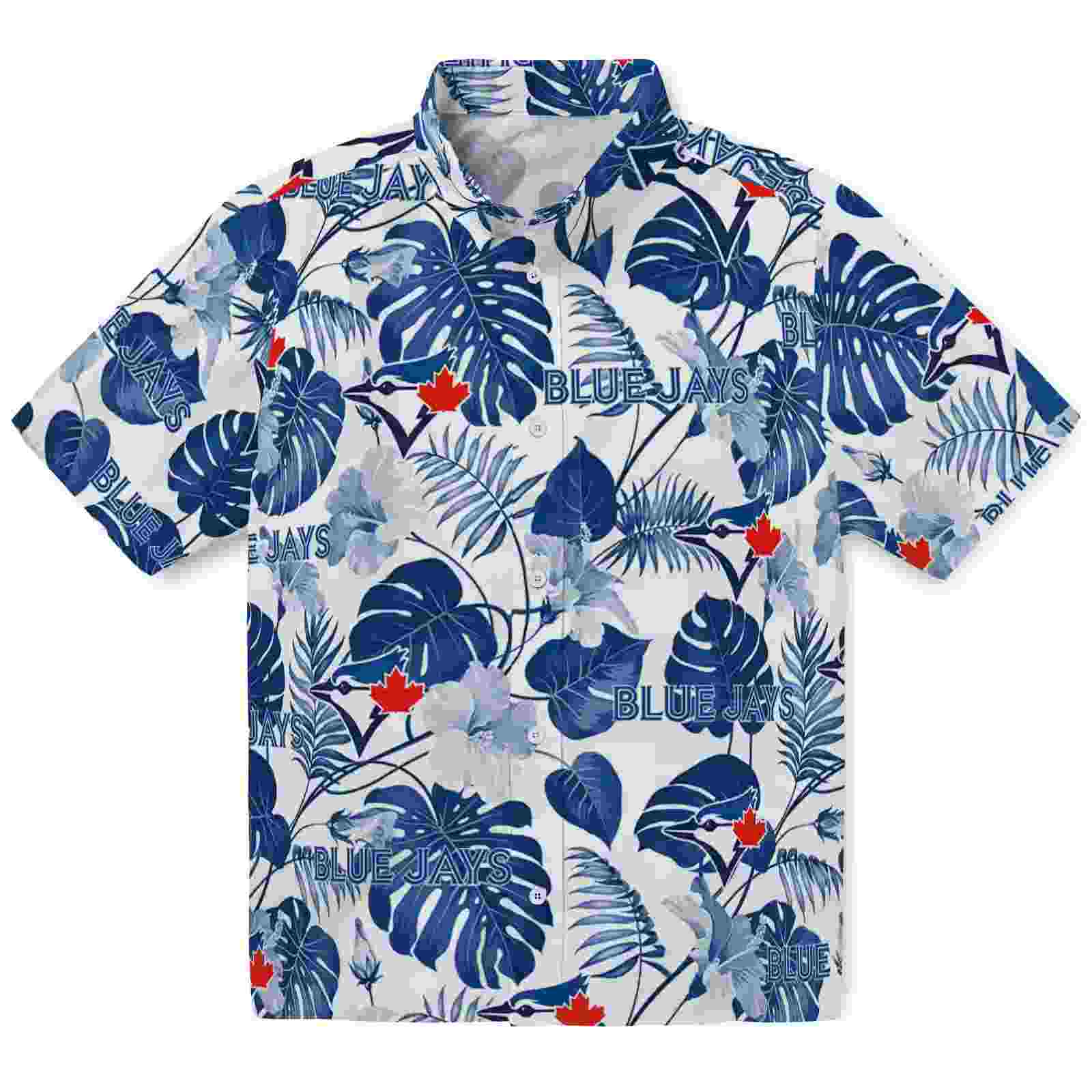 Toronto Blue Jays Tropical Plants Blue White Hawaiian Shirt