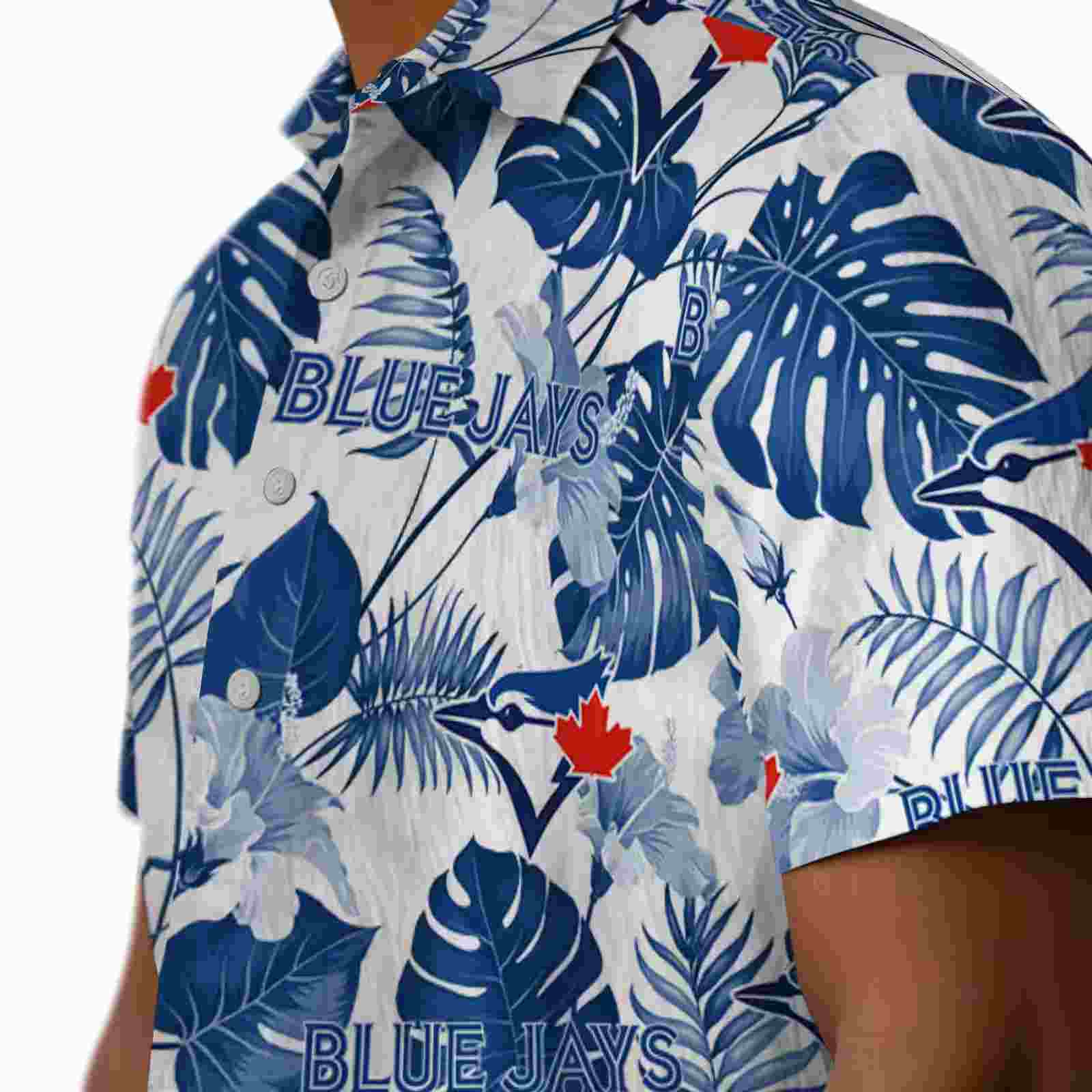 toronto blue jays tropical plants blue white hawaiian shirt trendy