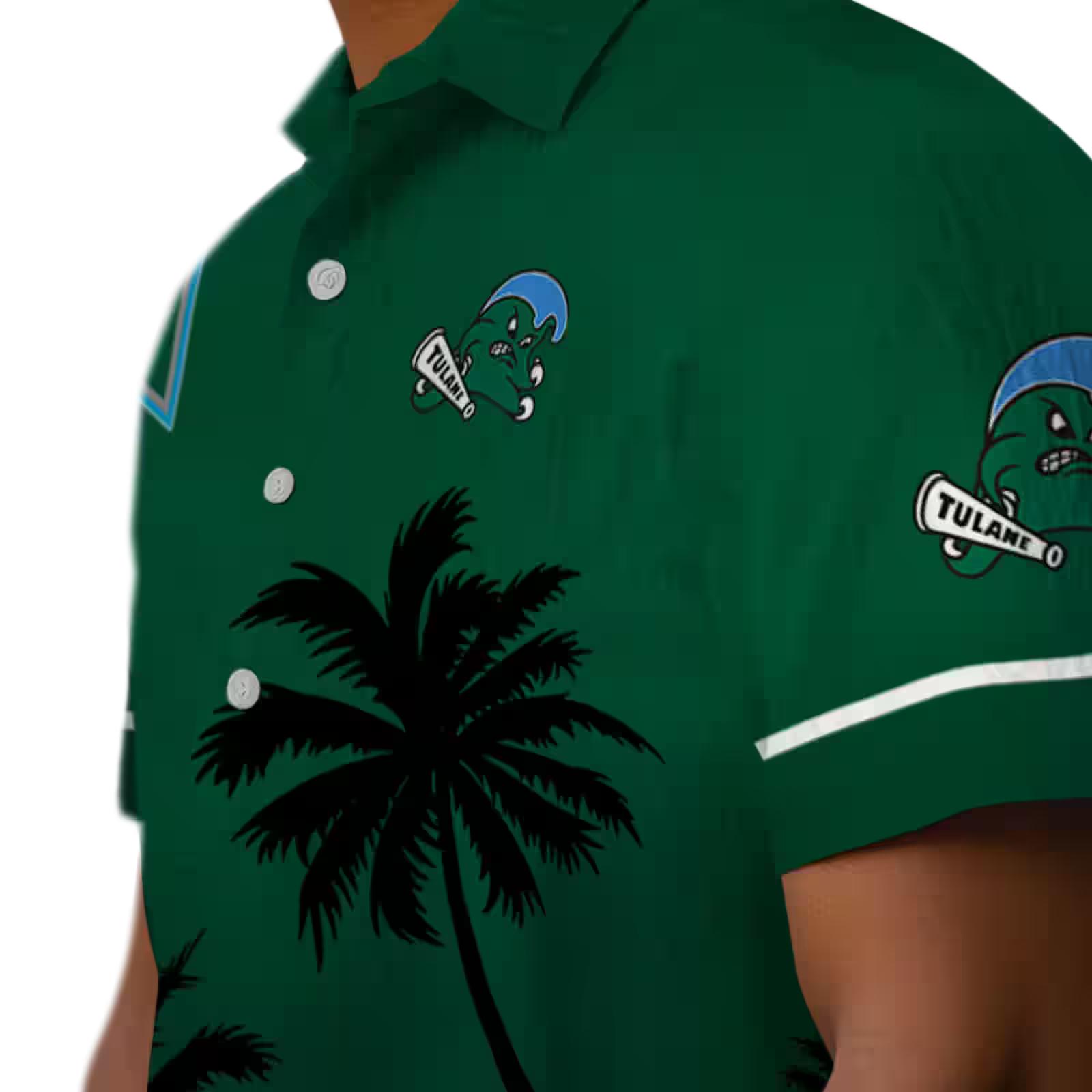 tulane green wave beach sunset green black hawaiian shirt trendy