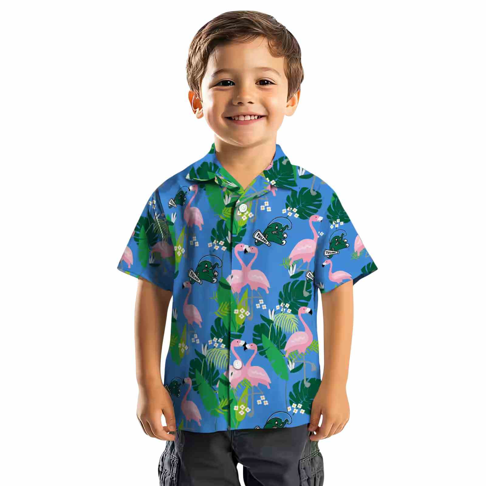 tulane green wave flamingo foliage green hawaiian shirt top rated