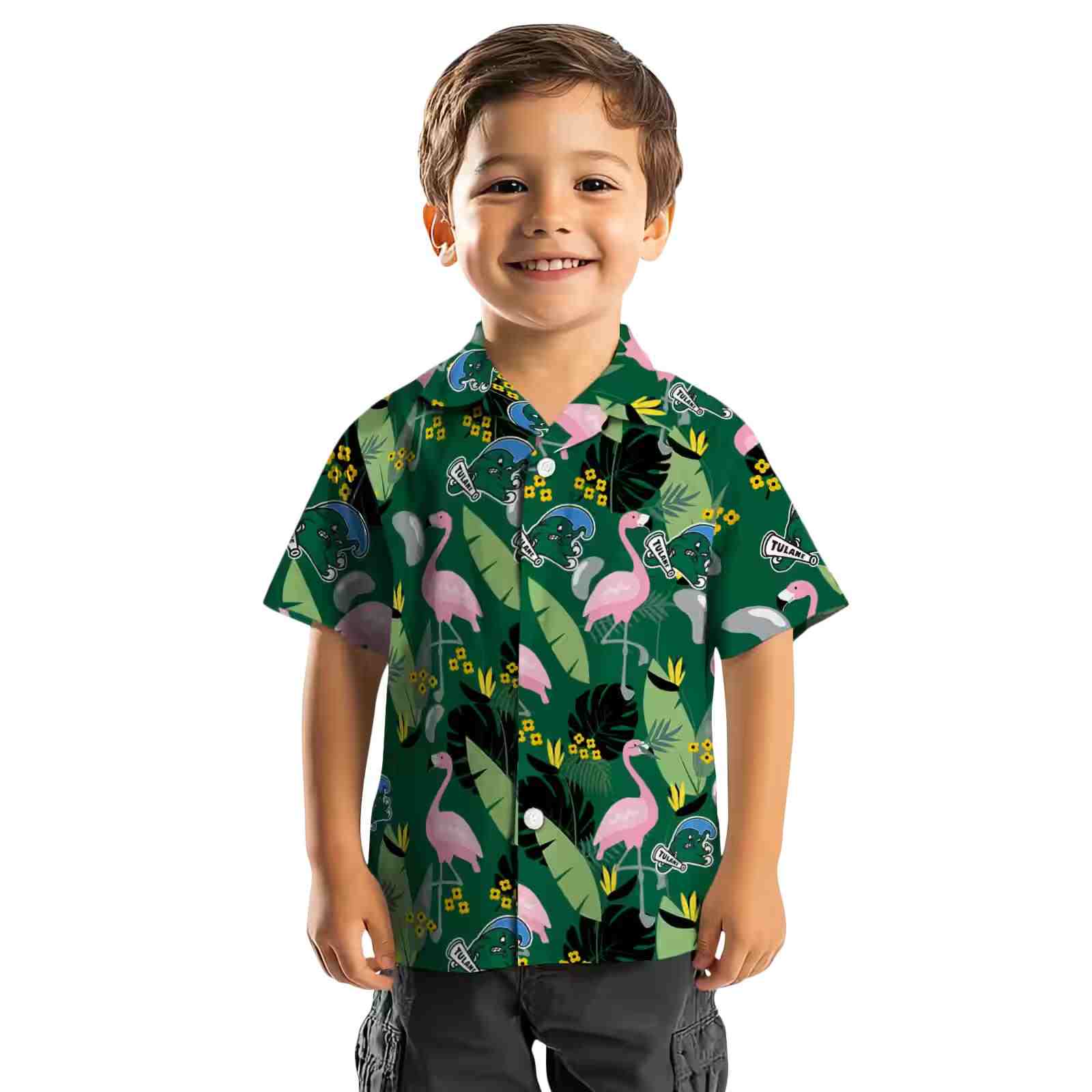 tulane green wave flamingo leaves green hawaiian shirt top rated