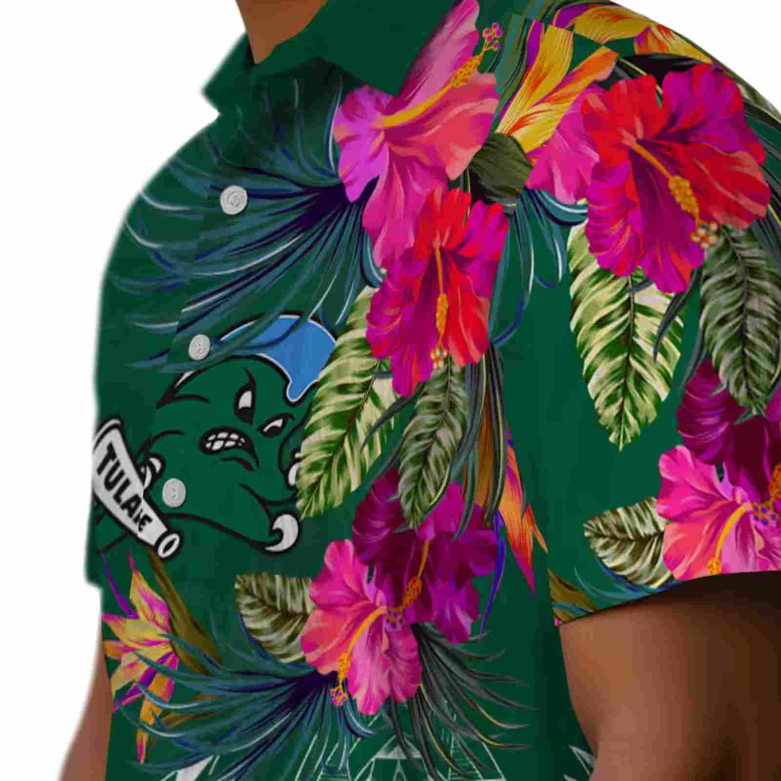 tulane green wave floral polynesian green hawaiian shirt trendy