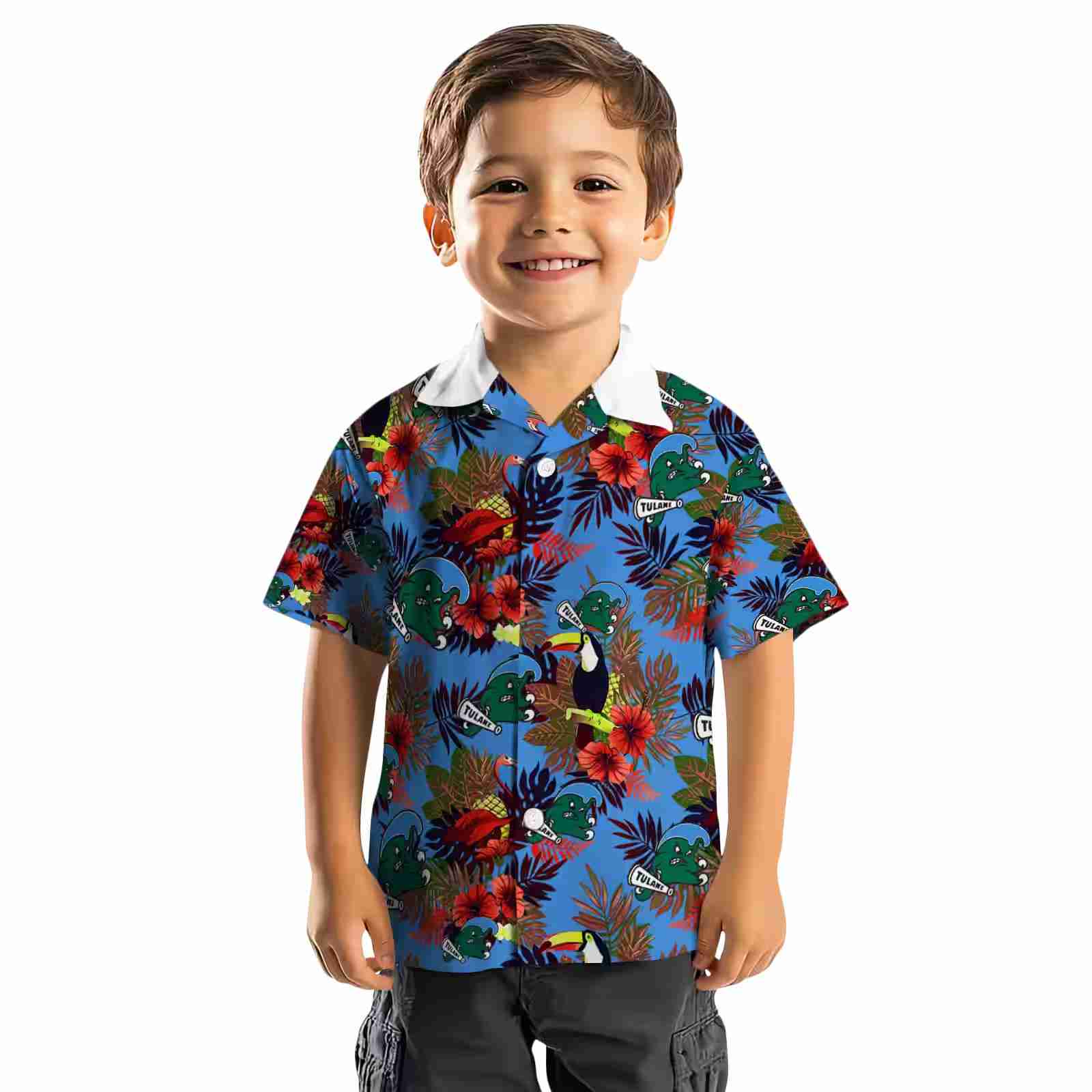 tulane green wave floral toucan green red hawaiian shirt top rated