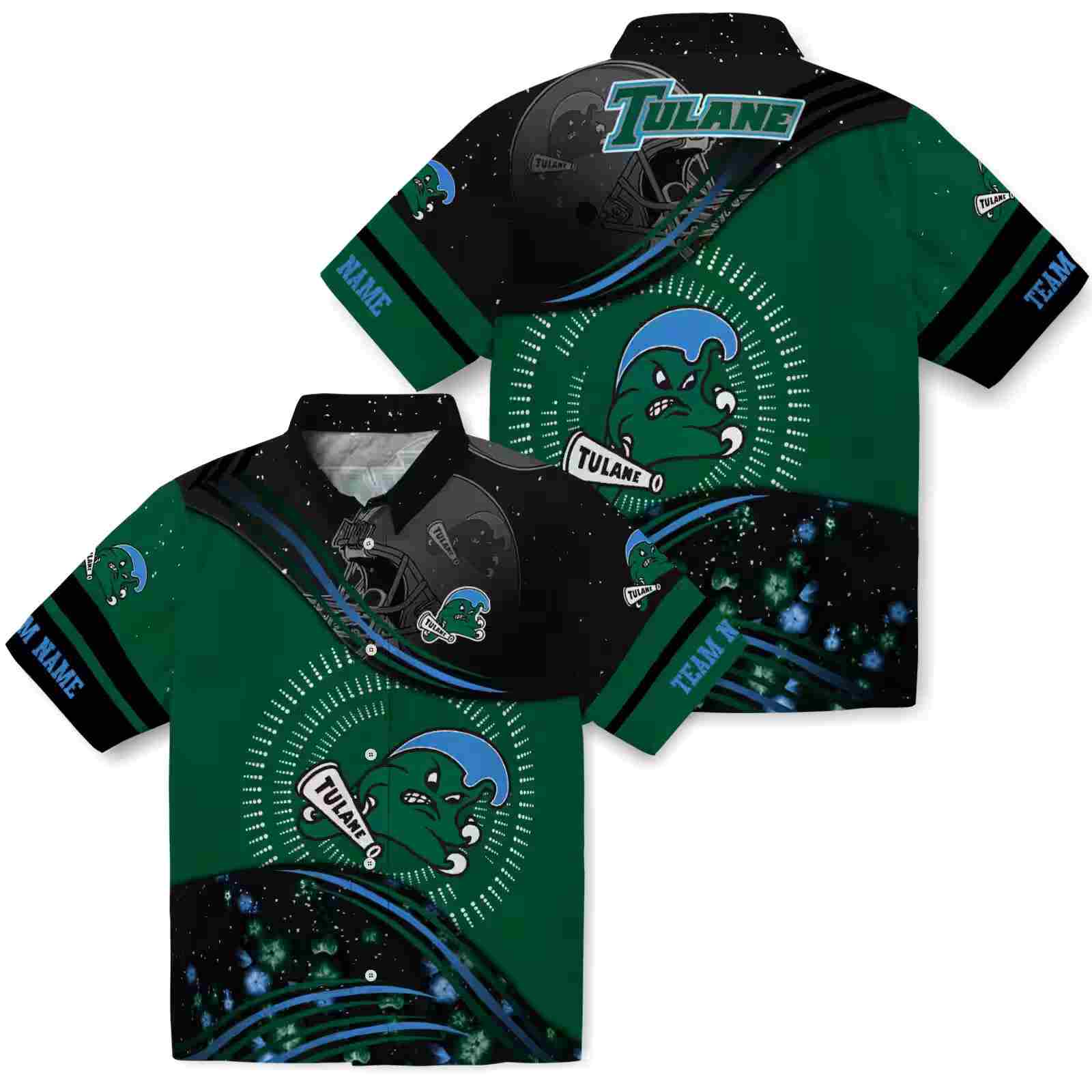 tulane green wave football wave green black hawaiian shirt high quality