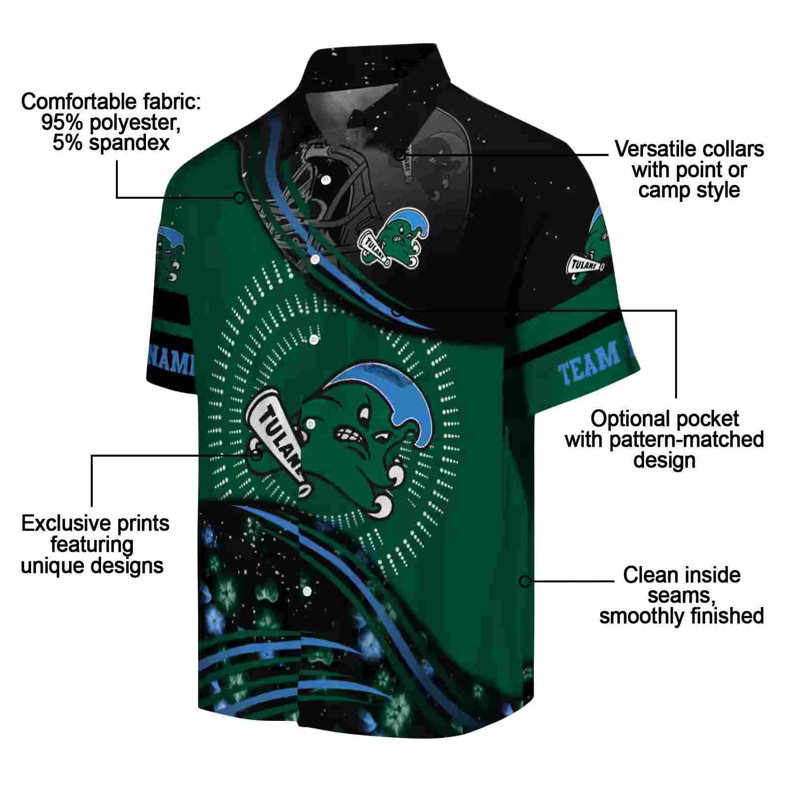 tulane green wave football wave green black hawaiian shirt new arrival