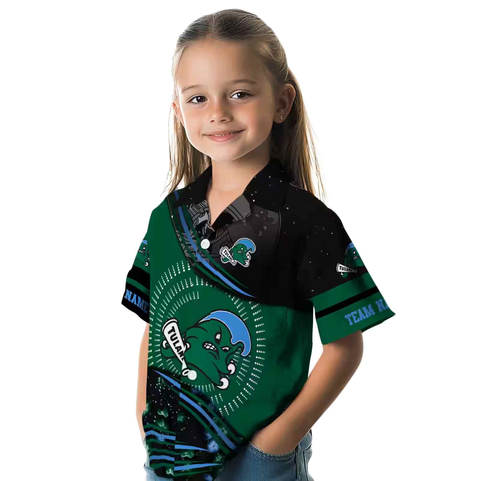 tulane green wave football wave green black hawaiian shirt premium grade