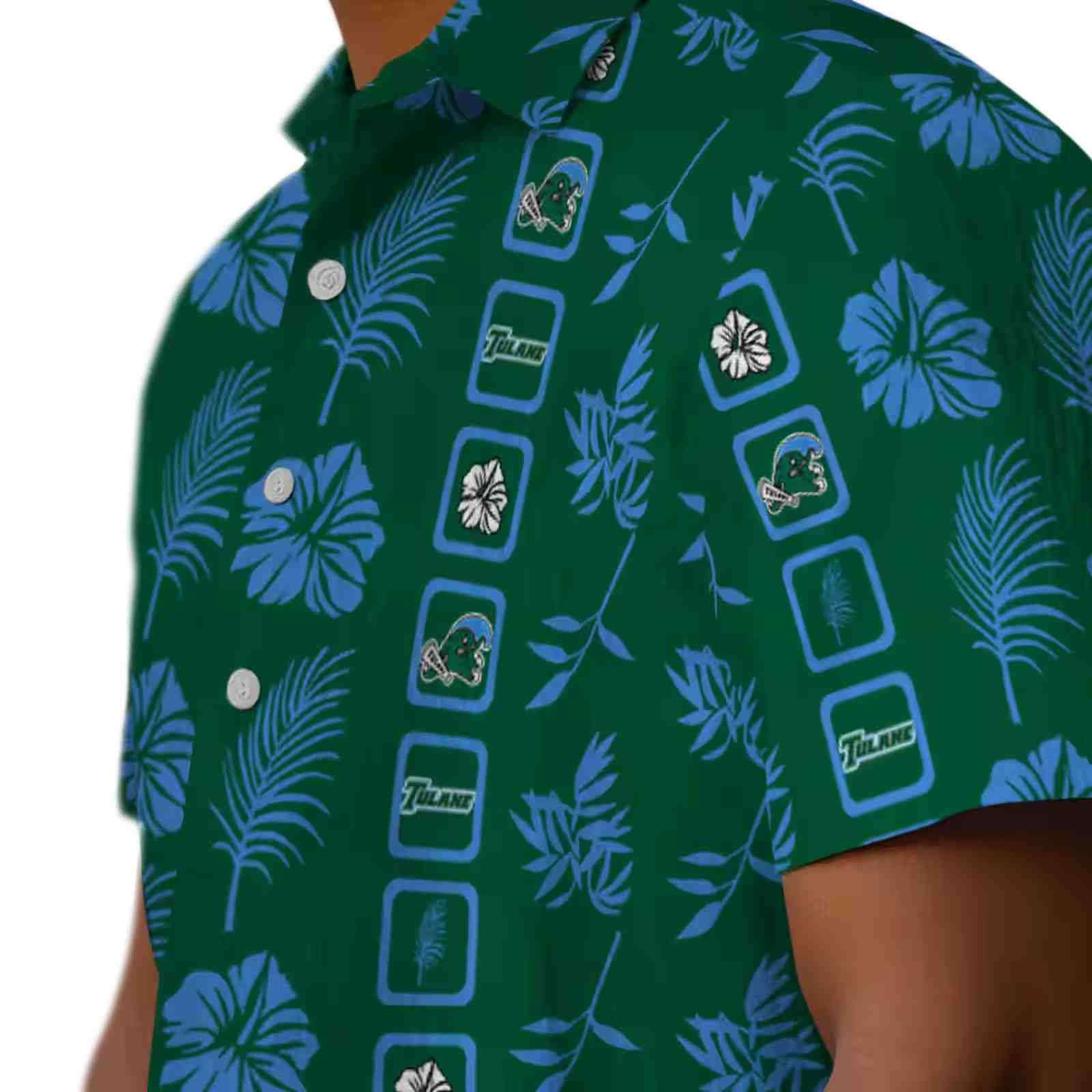 tulane green wave framed floral green hawaiian shirt trendy