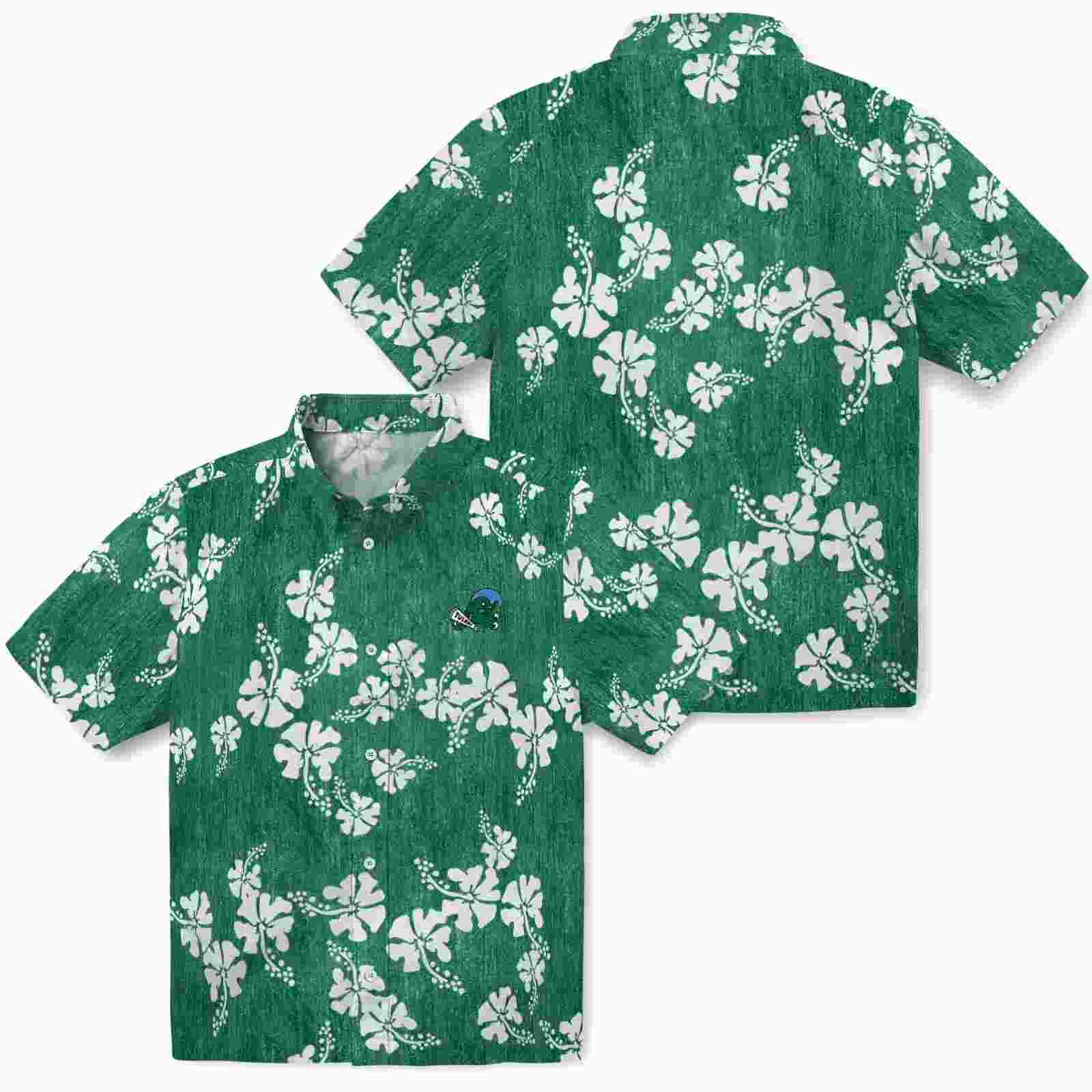 tulane green wave hibiscus clusters green hawaiian shirt high quality