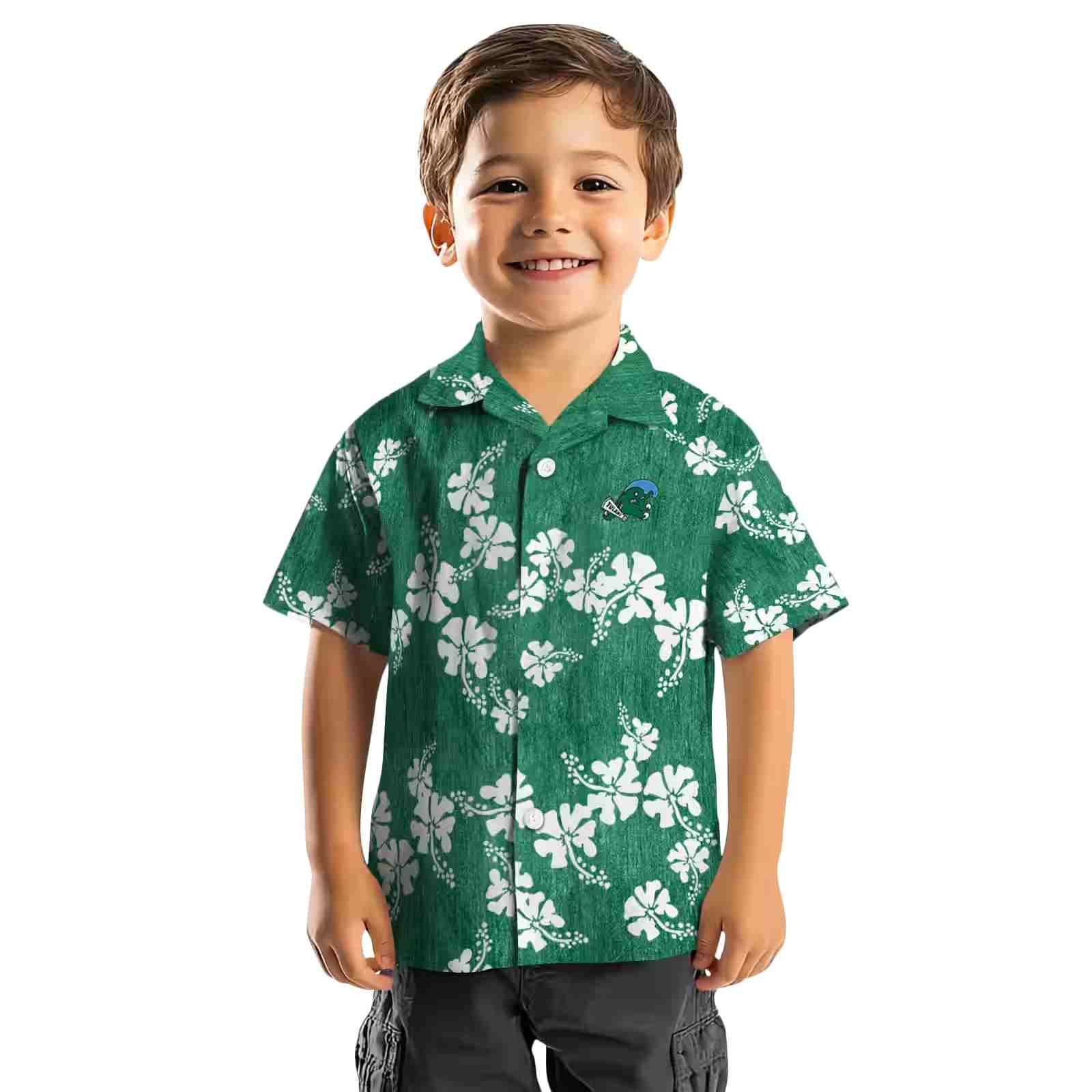 tulane green wave hibiscus clusters green hawaiian shirt top rated