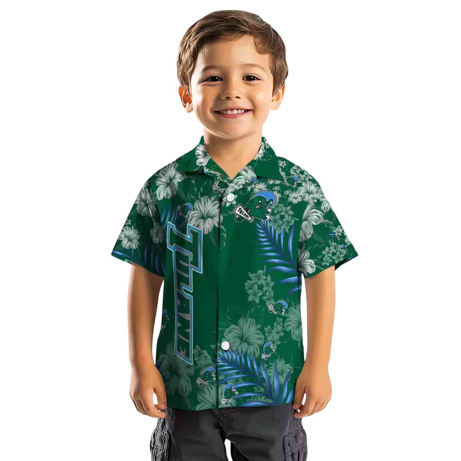 tulane green wave hibiscus print green hawaiian shirt top rated