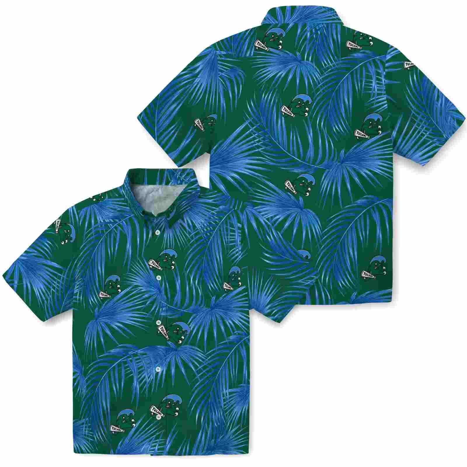 tulane green wave leafy palms green hawaiian shirt high quality