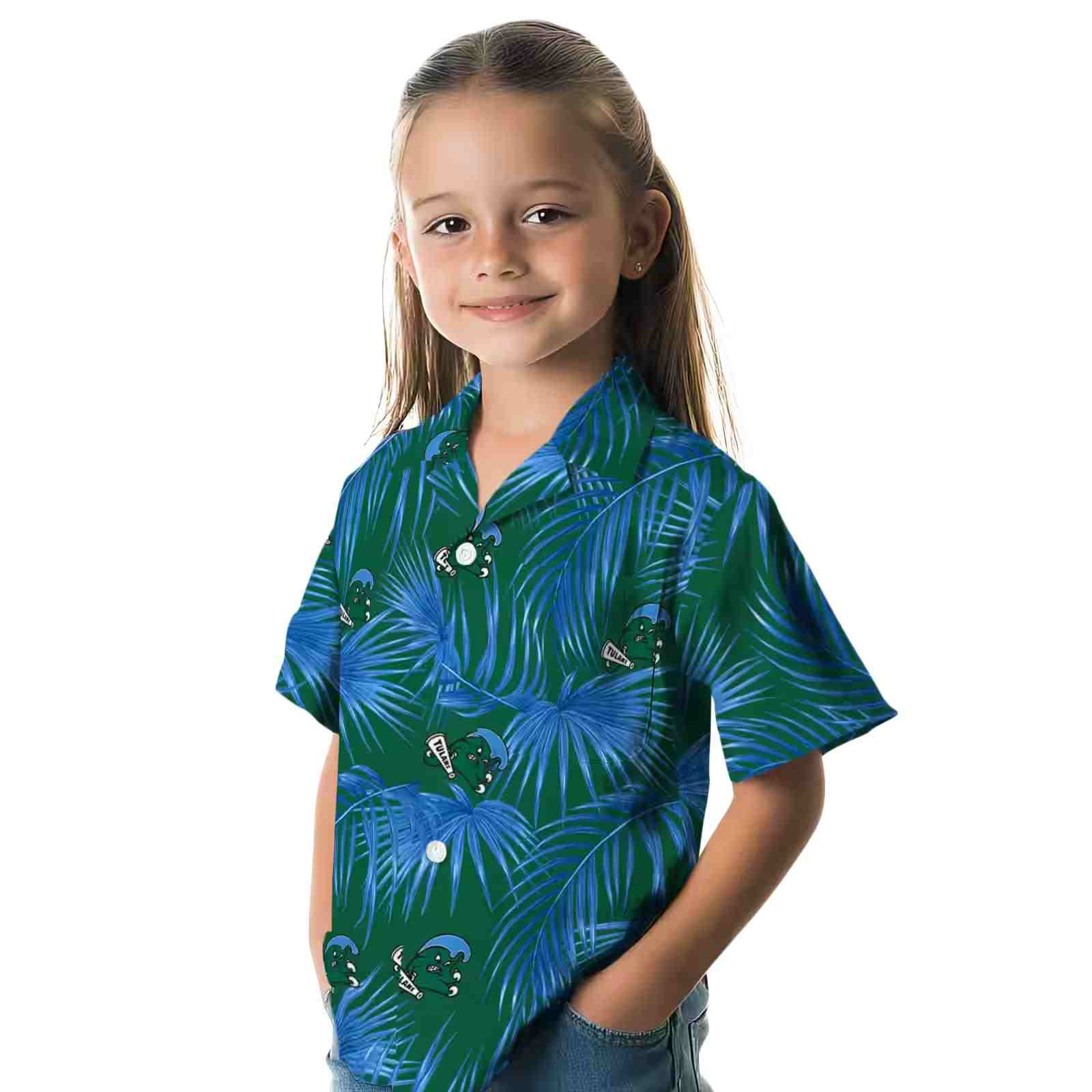 tulane green wave leafy palms green hawaiian shirt premium grade