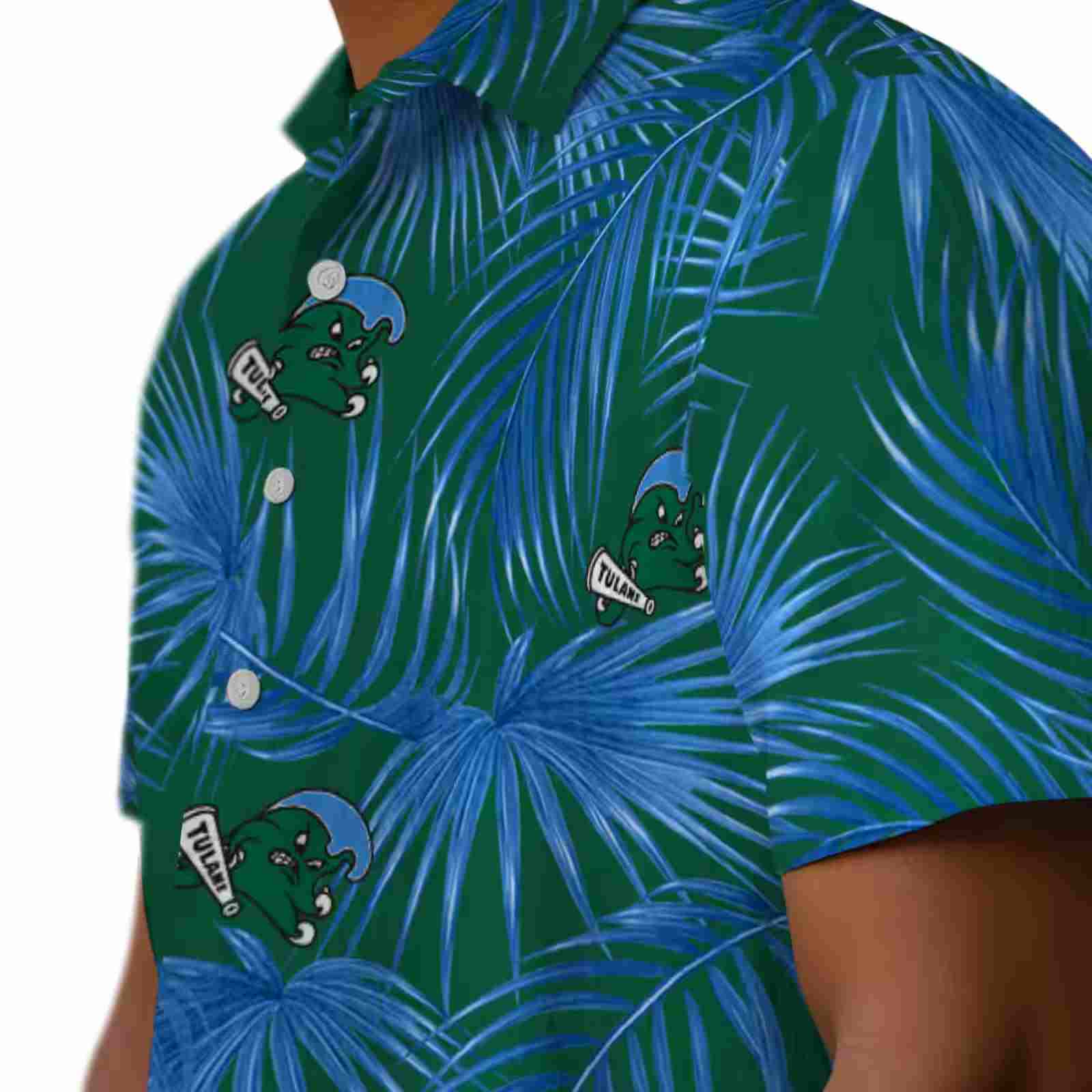 tulane green wave leafy palms green hawaiian shirt trendy