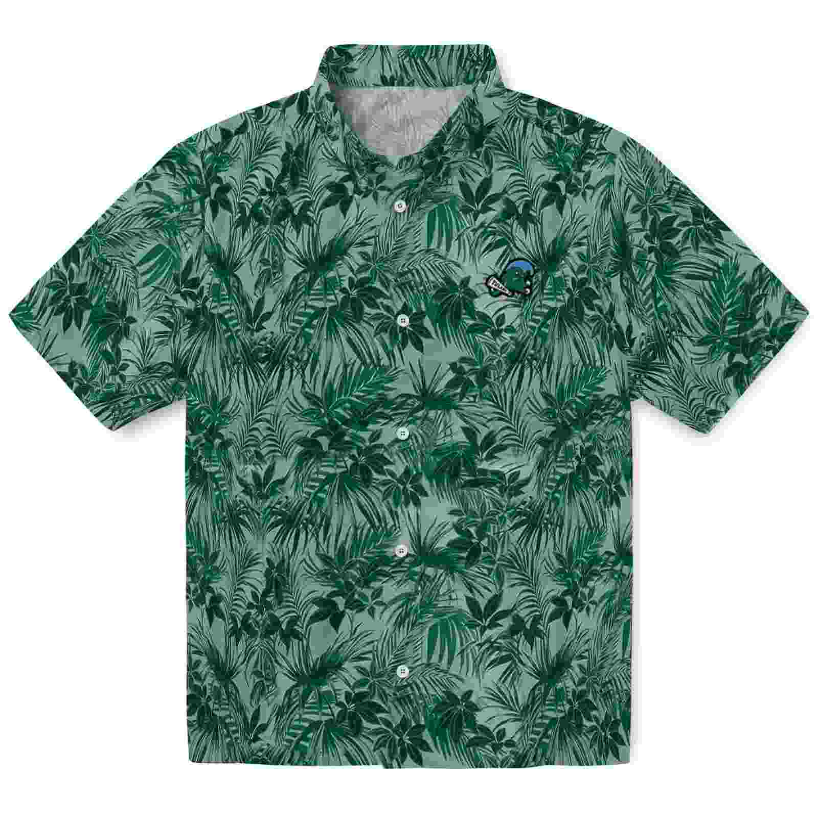 Tulane Green Wave Leafy Pattern Green Hawaiian Shirt