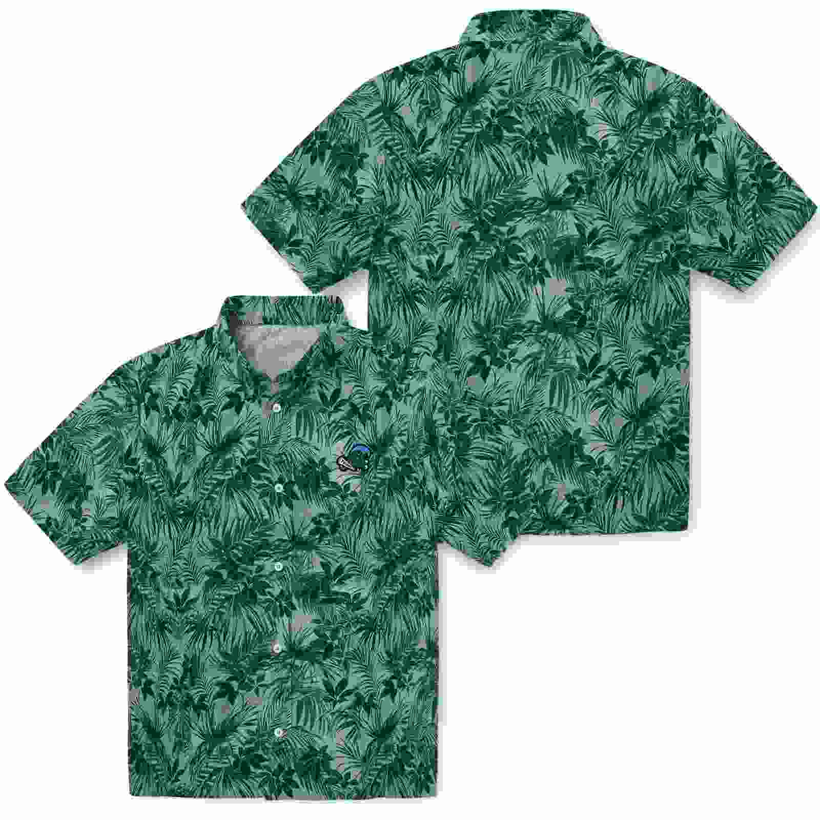 tulane green wave leafy pattern green hawaiian shirt high quality