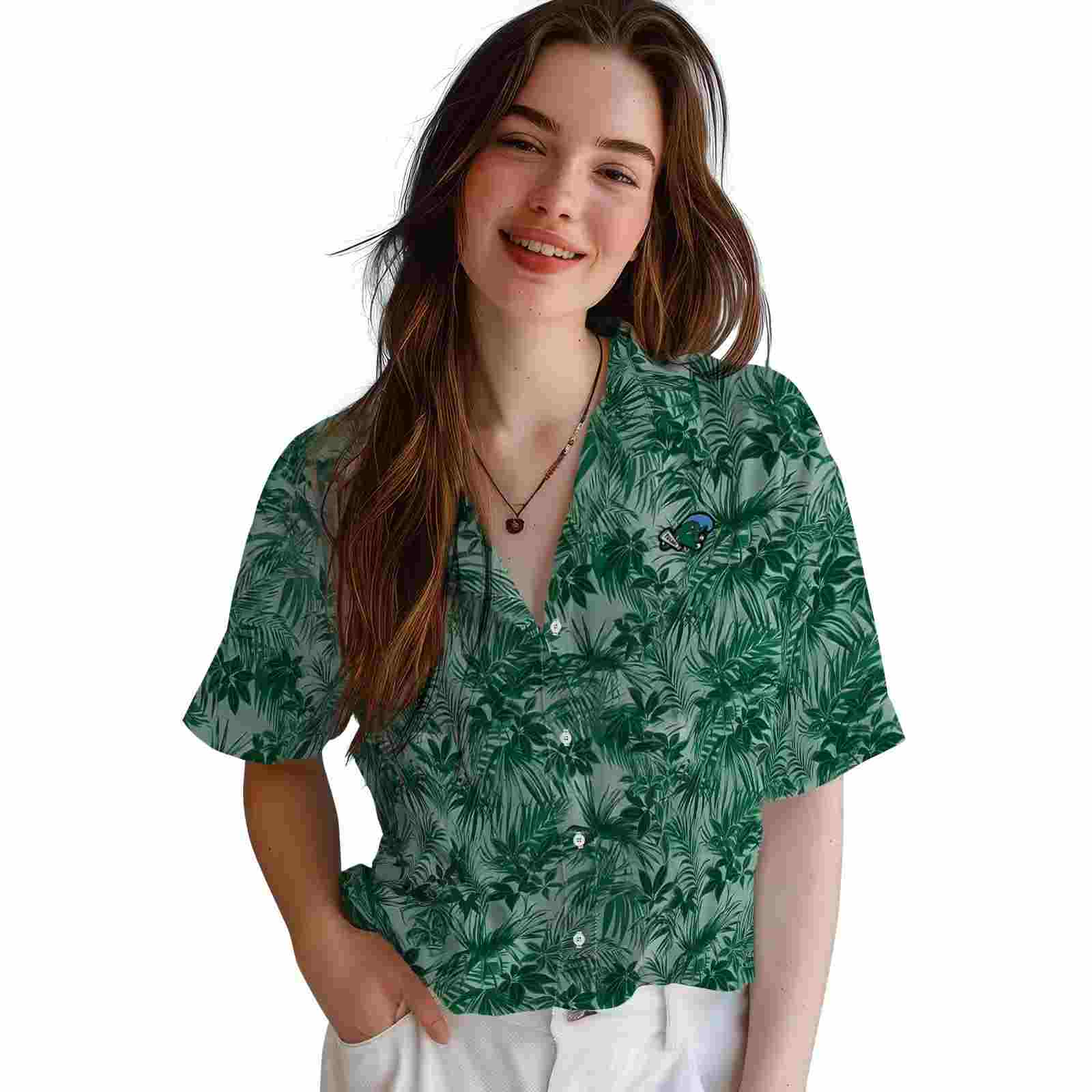 tulane green wave leafy pattern green hawaiian shirt latest model