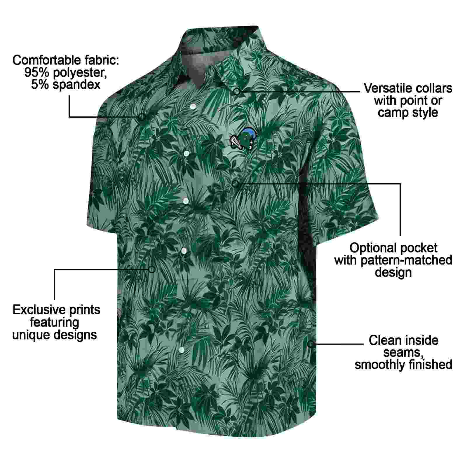 tulane green wave leafy pattern green hawaiian shirt new arrival