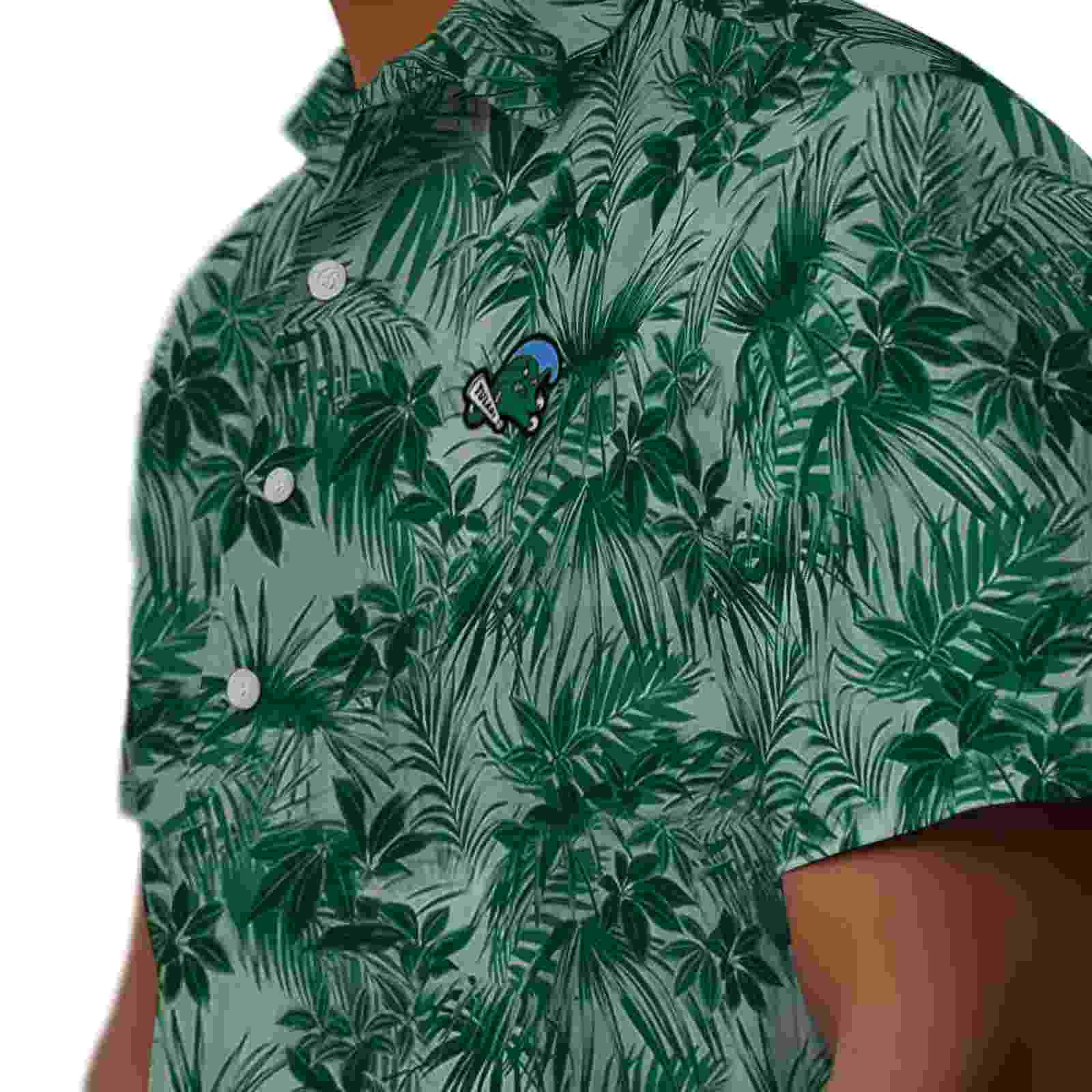 tulane green wave leafy pattern green hawaiian shirt trendy