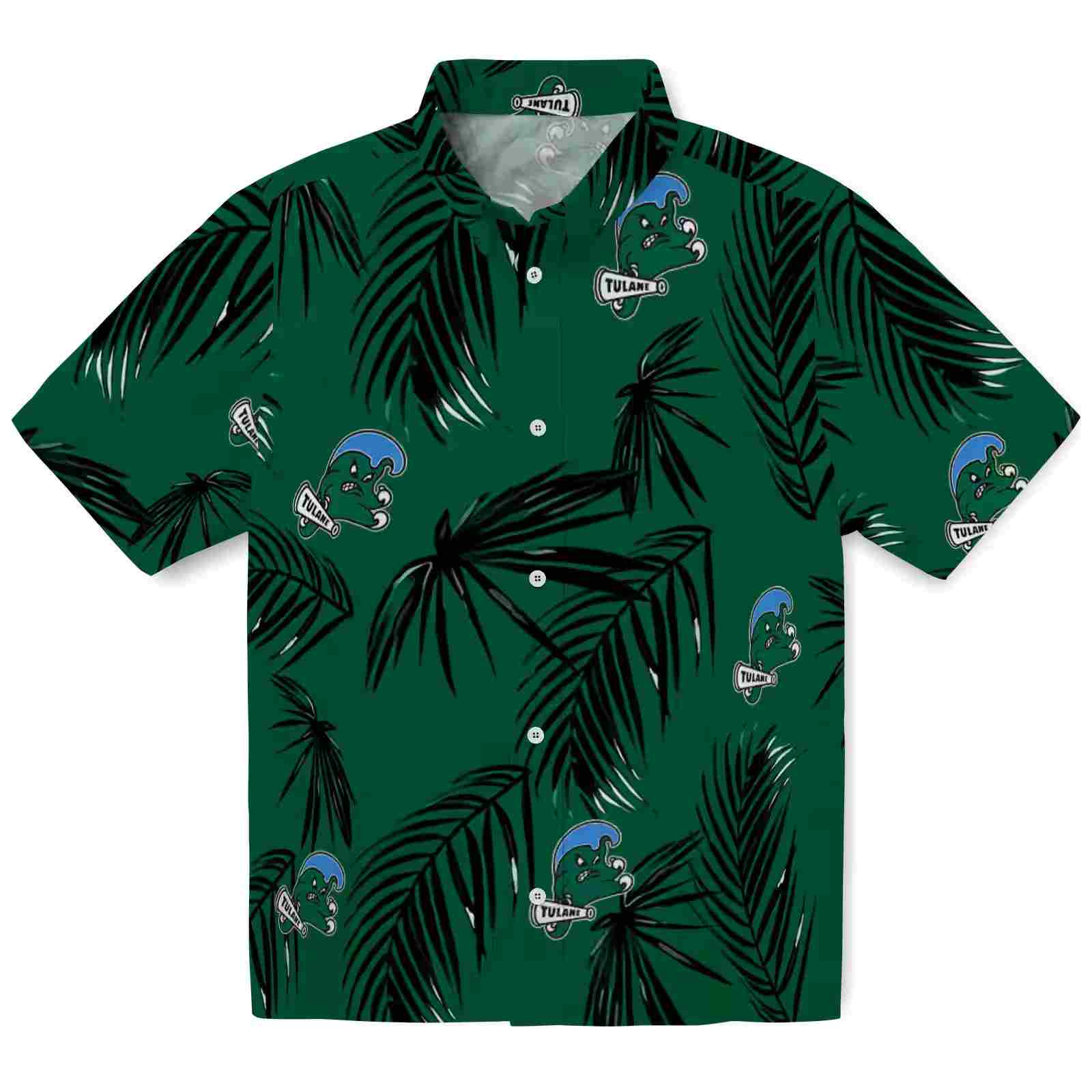 Tulane Green Wave Palm Leaf Green Hawaiian Shirt