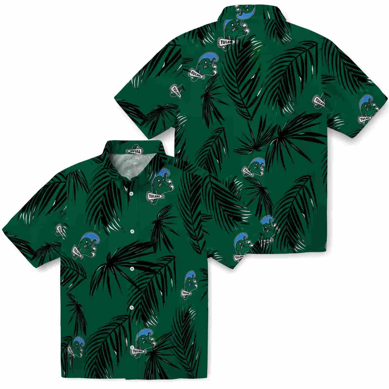 tulane green wave palm leaf green hawaiian shirt high quality