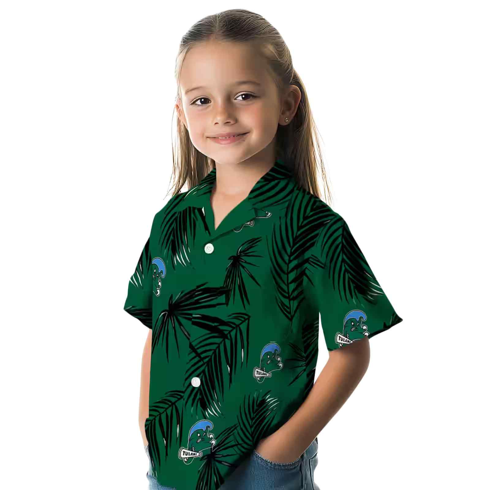 tulane green wave palm leaf green hawaiian shirt premium grade