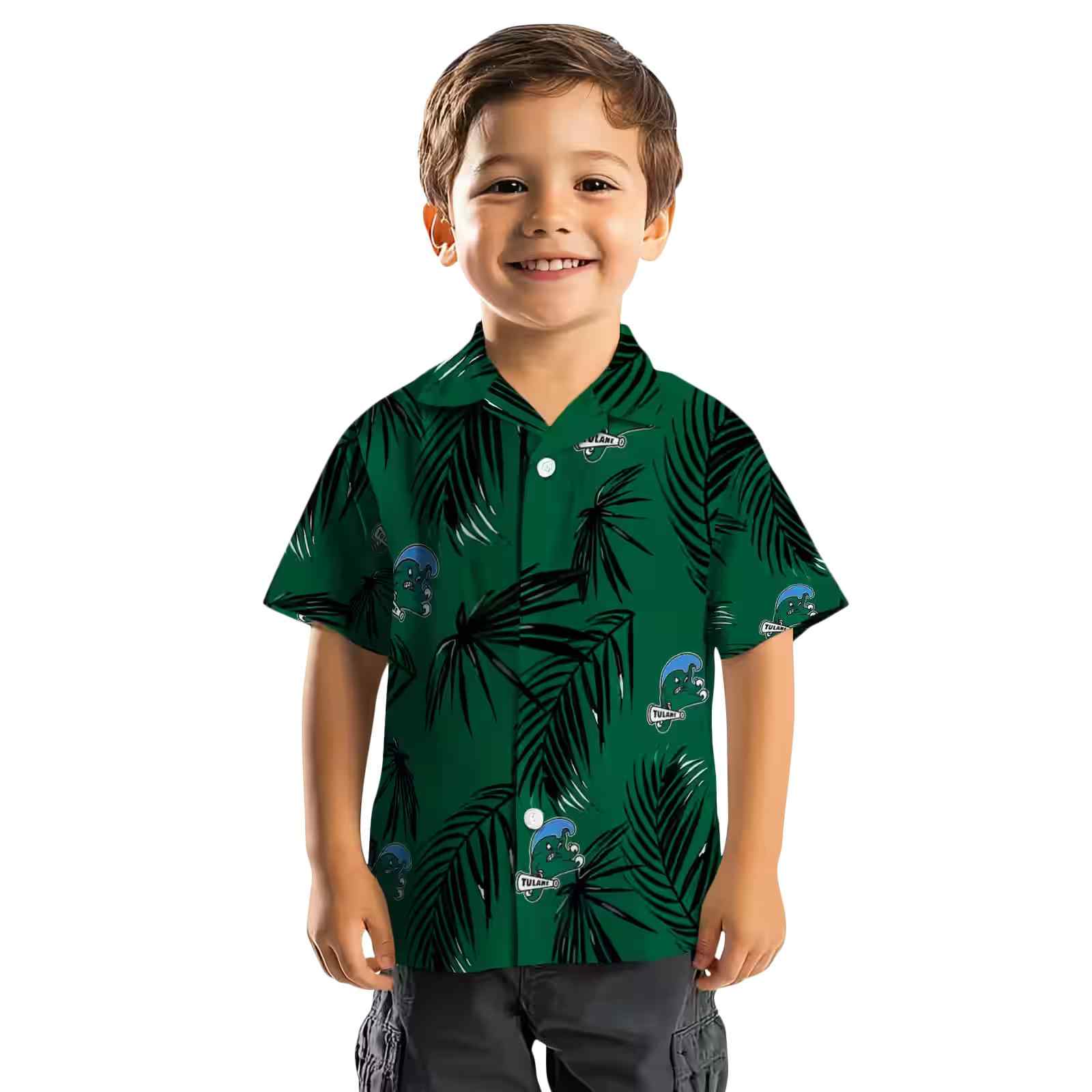 tulane green wave palm leaf green hawaiian shirt top rated