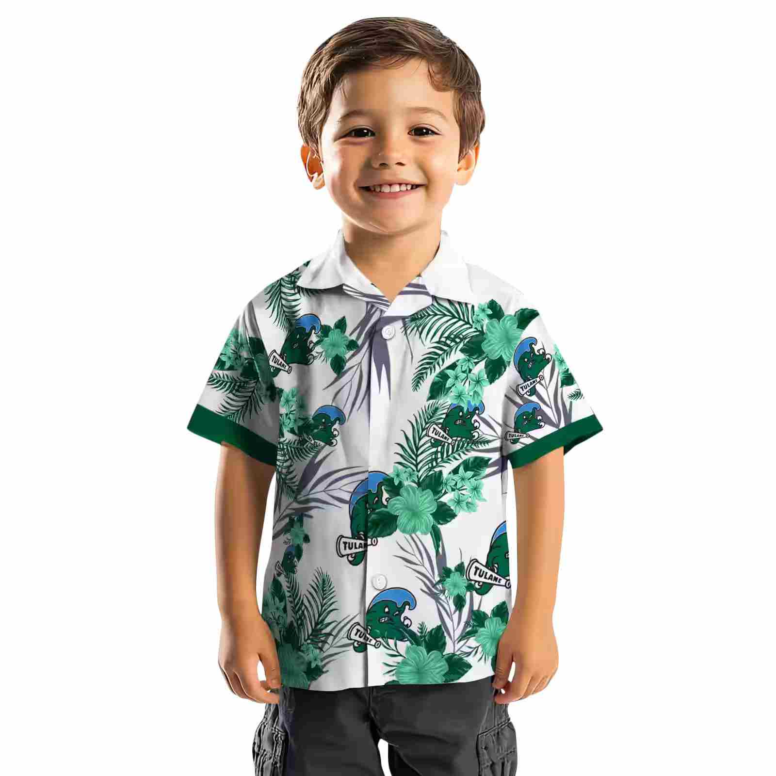 tulane green wave patriotic hibiscus design green white hawaiian shirt top rated