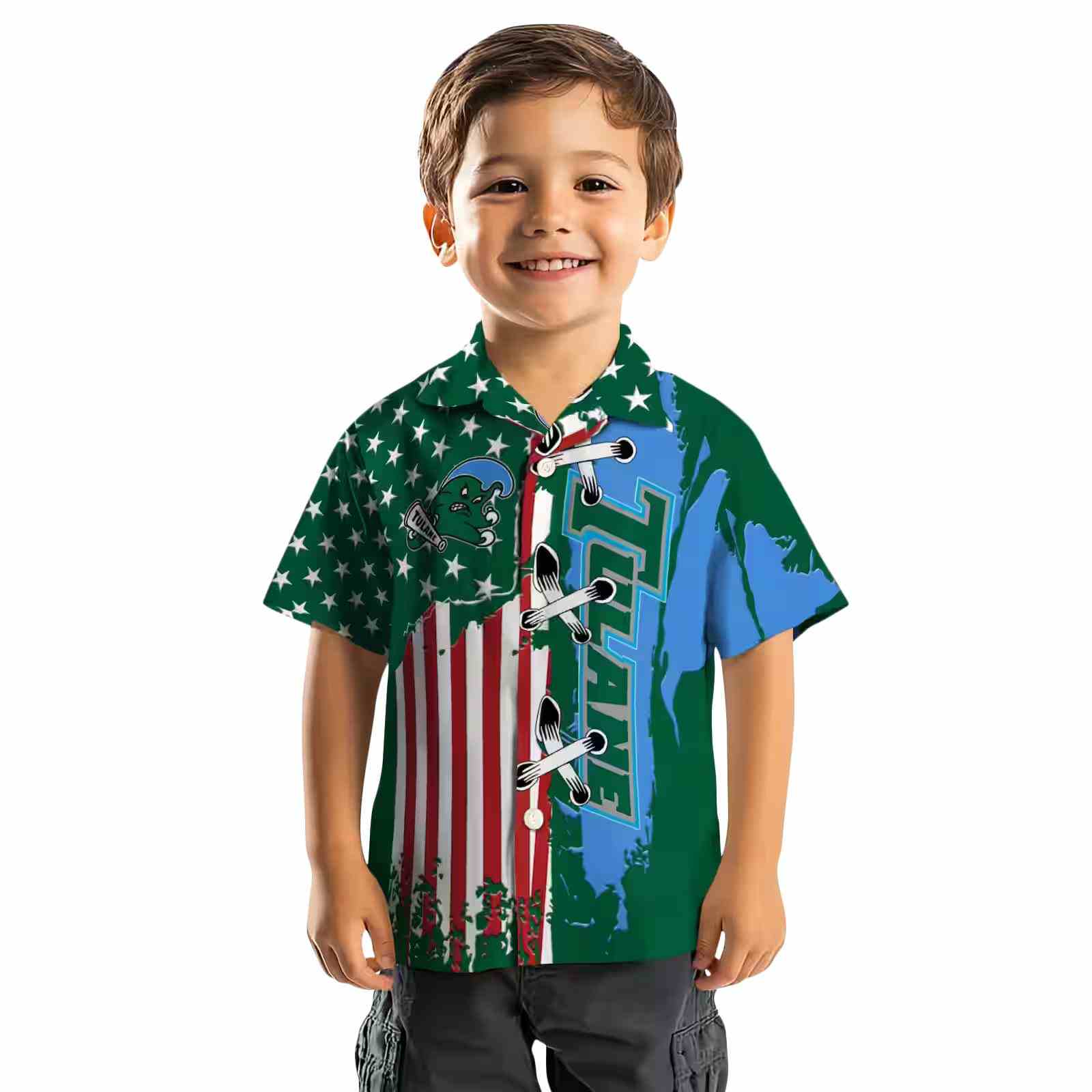 tulane green wave stitched flag green hawaiian shirt top rated