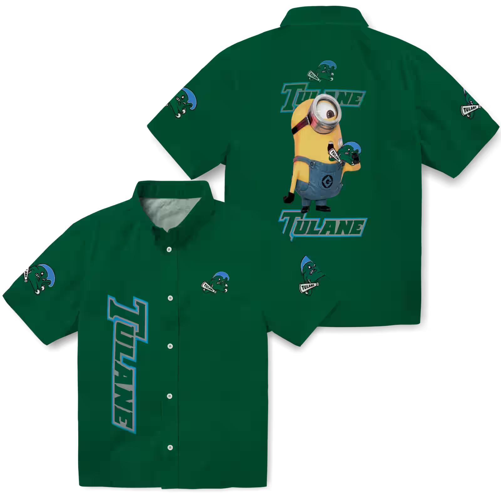 tulane green wave stuart minion green hawaiian shirt high quality