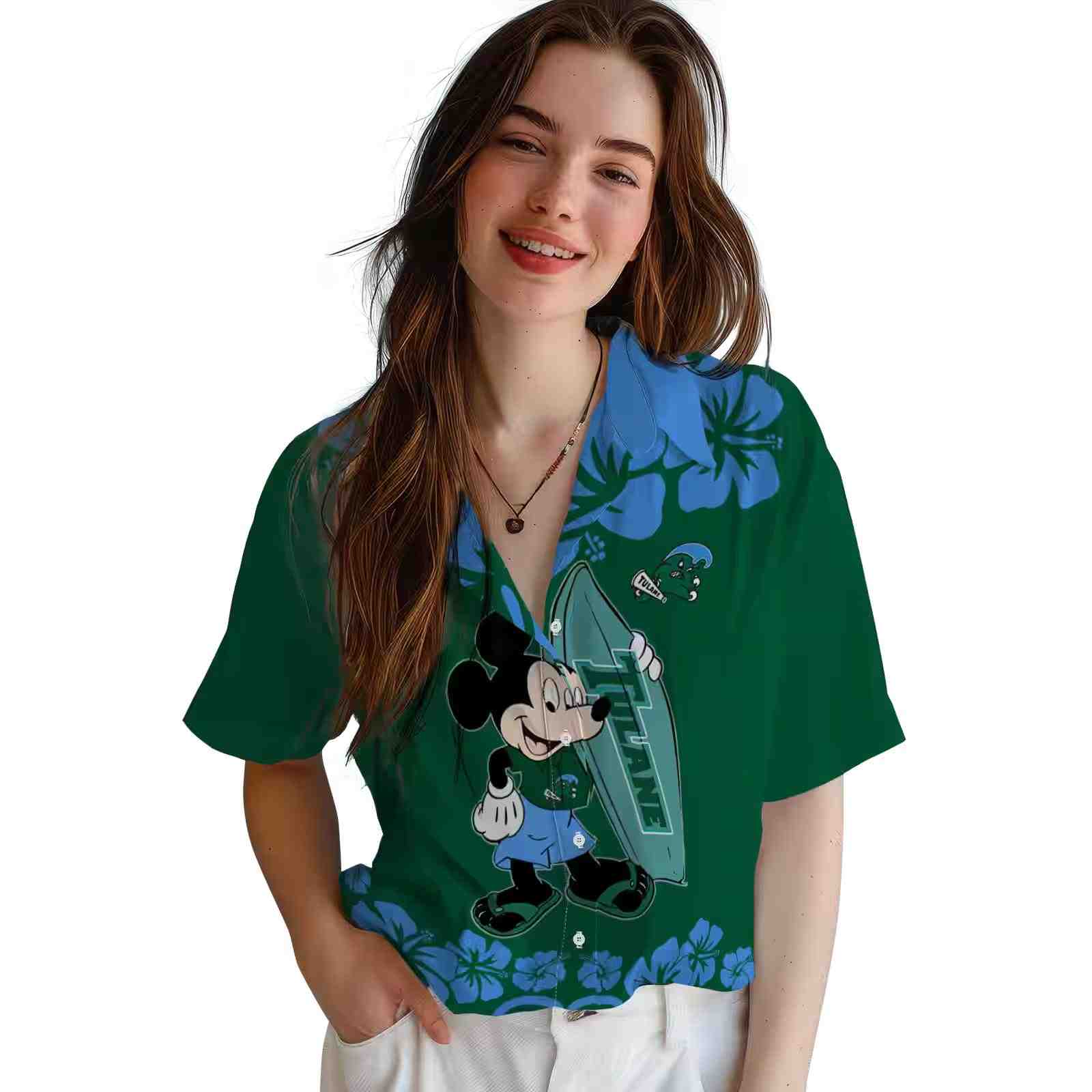 tulane green wave surfing mickey green hawaiian shirt latest model