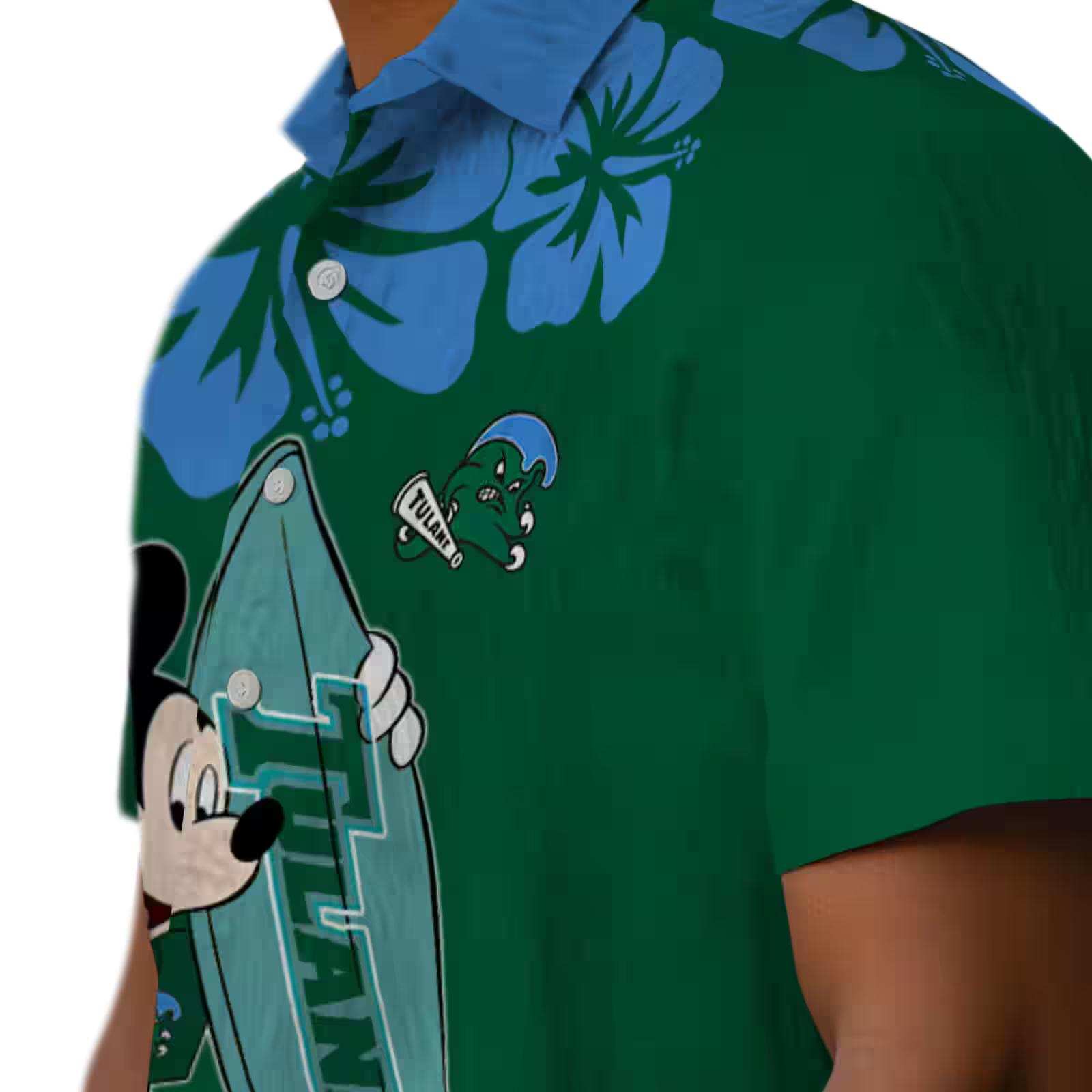 tulane green wave surfing mickey green hawaiian shirt trendy