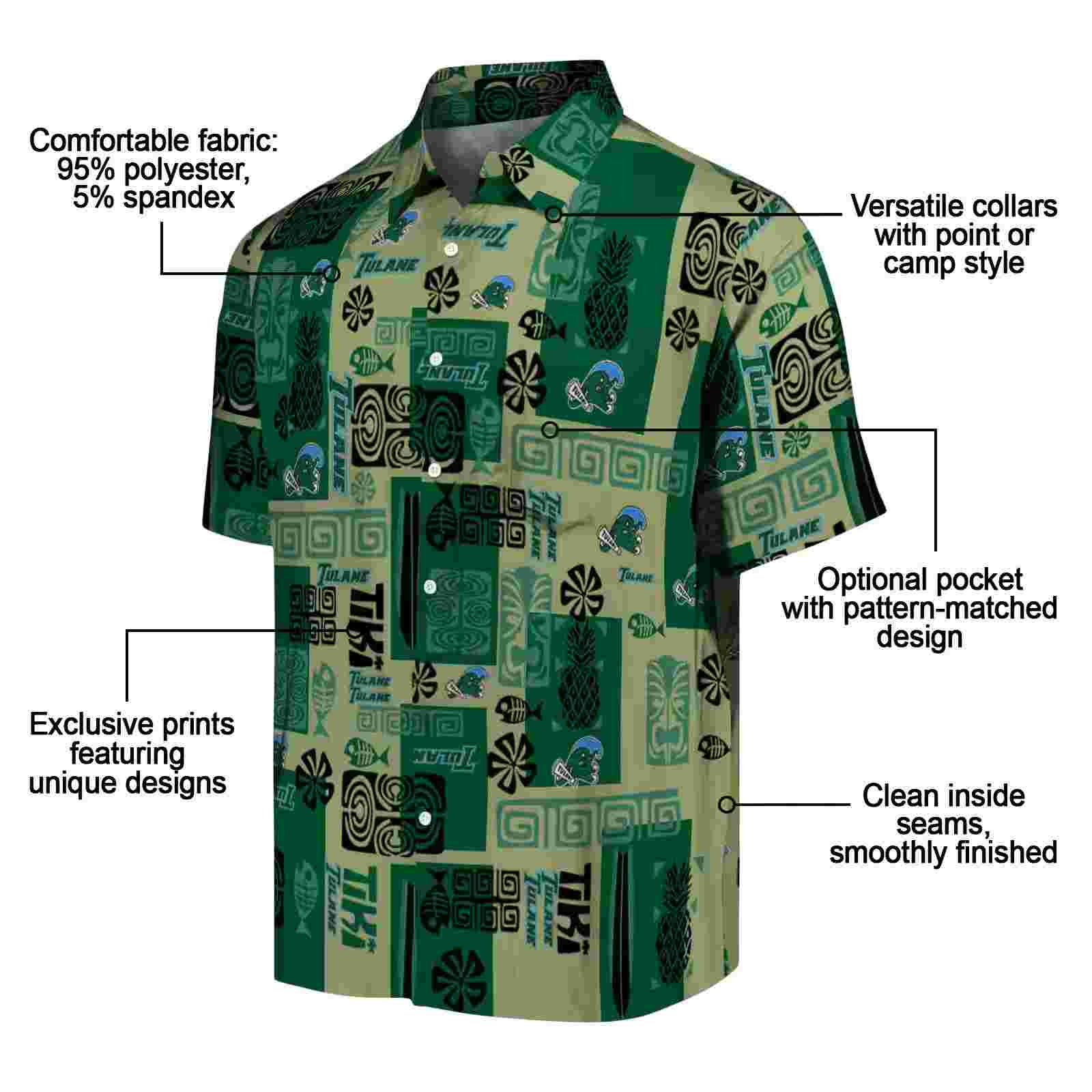 tulane green wave tribal symbols green hawaiian shirt new arrival