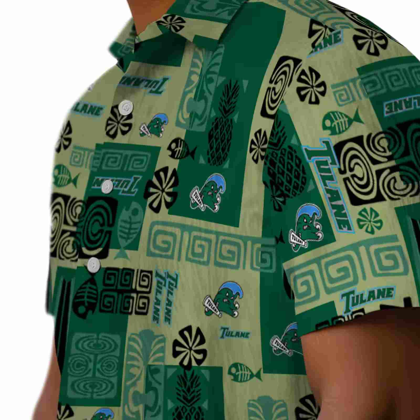 tulane green wave tribal symbols green hawaiian shirt trendy