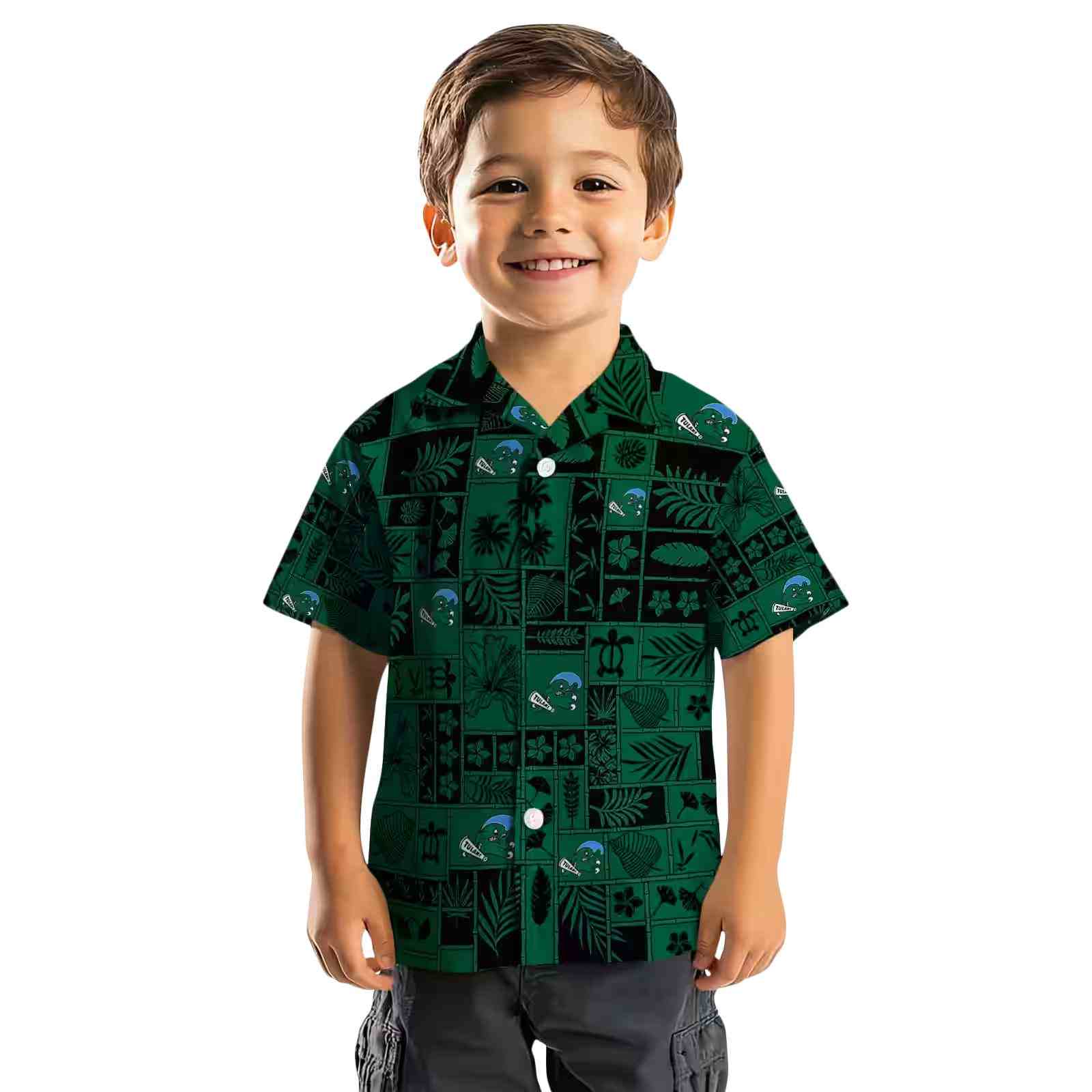 tulane green wave tropical patchwork green black hawaiian shirt top rated