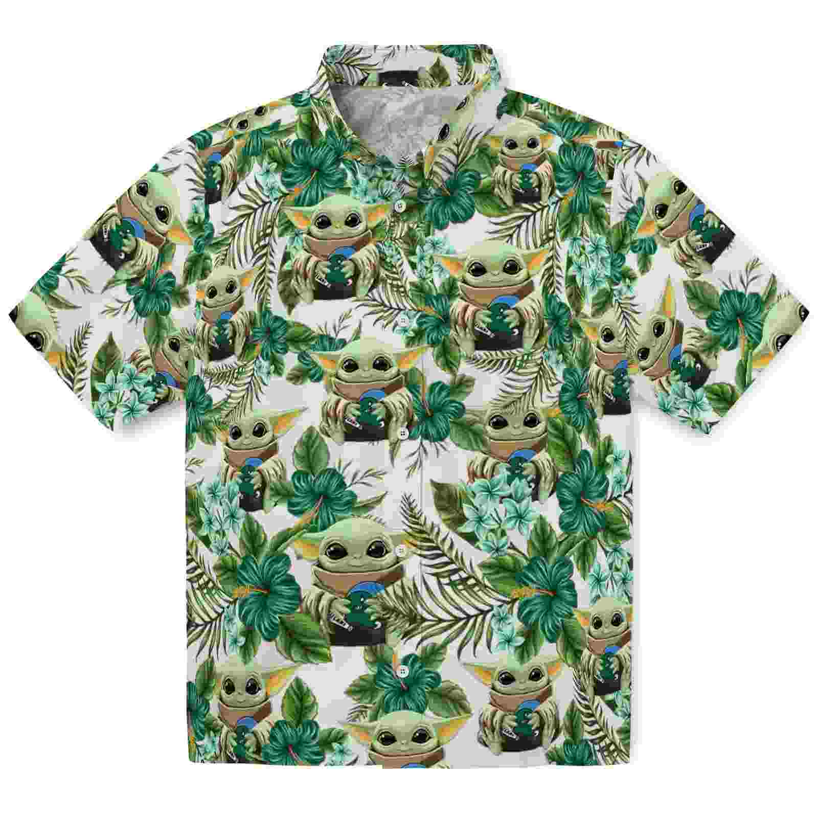 Tulane Green Wave Tropical Yoda Green Hawaiian Shirt