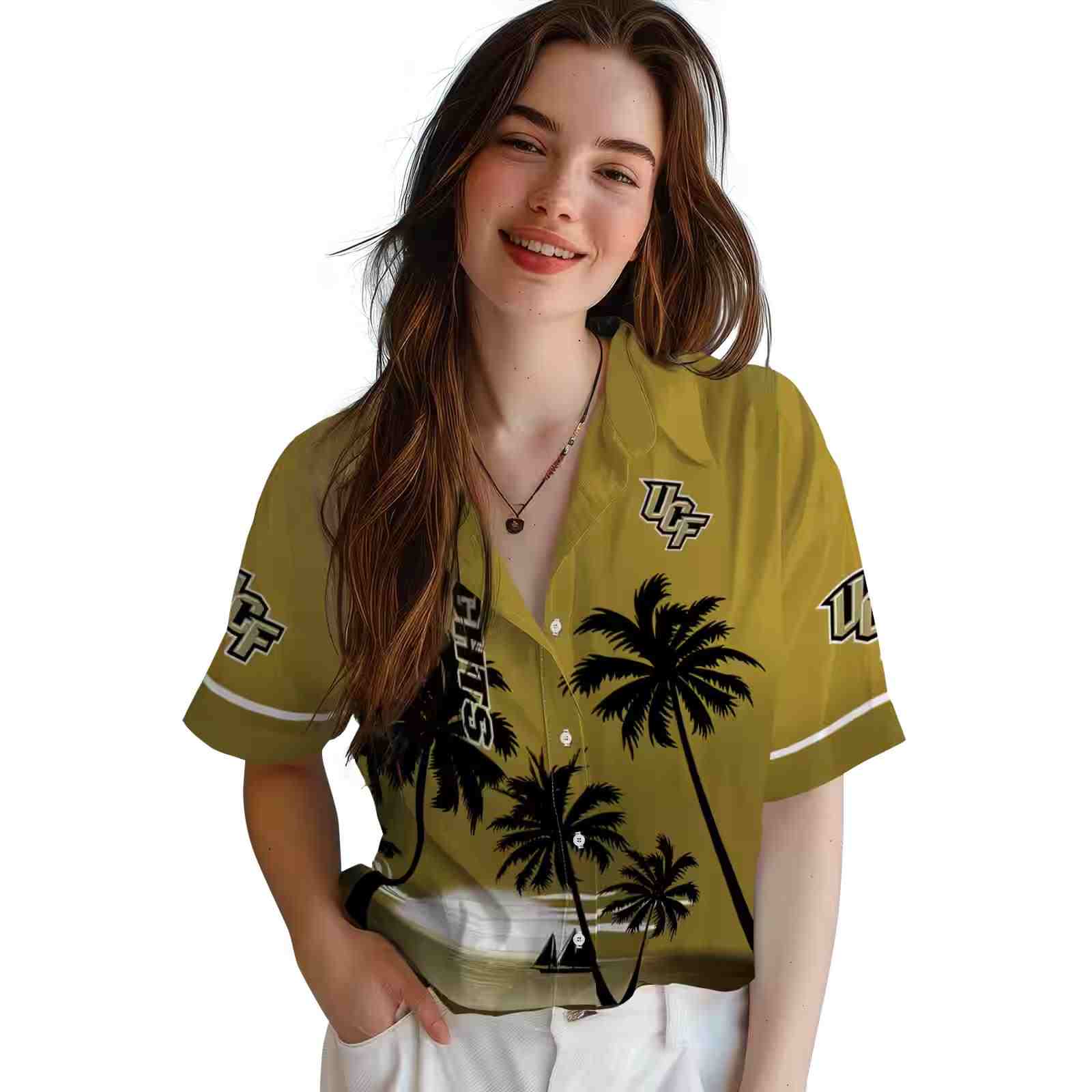 ucf knights beach sunset gold black hawaiian shirt latest model